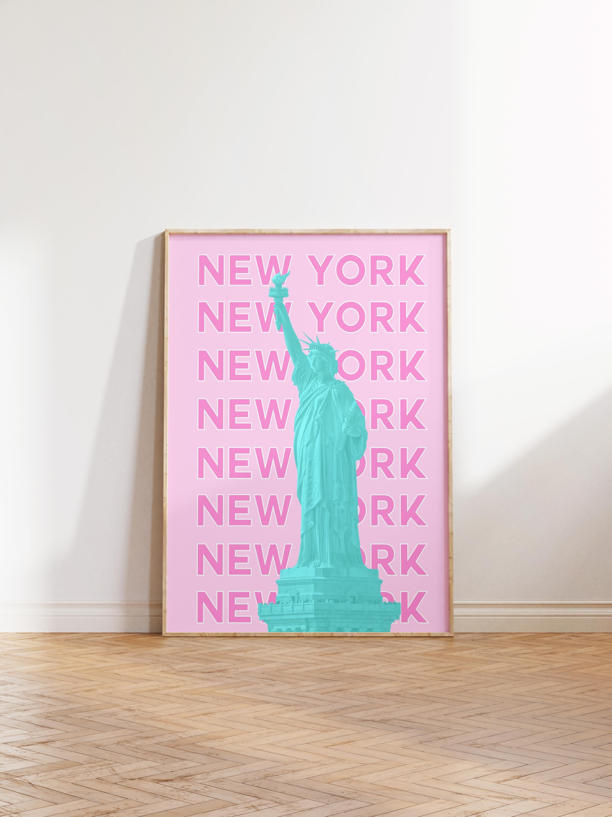Çerçevesiz Poster İllüstrasyon Şehir - New York, Şehirler Serisi, Duvar Posteri, HD Baskı, Kalın Arşivsel Sanat Kağıdı