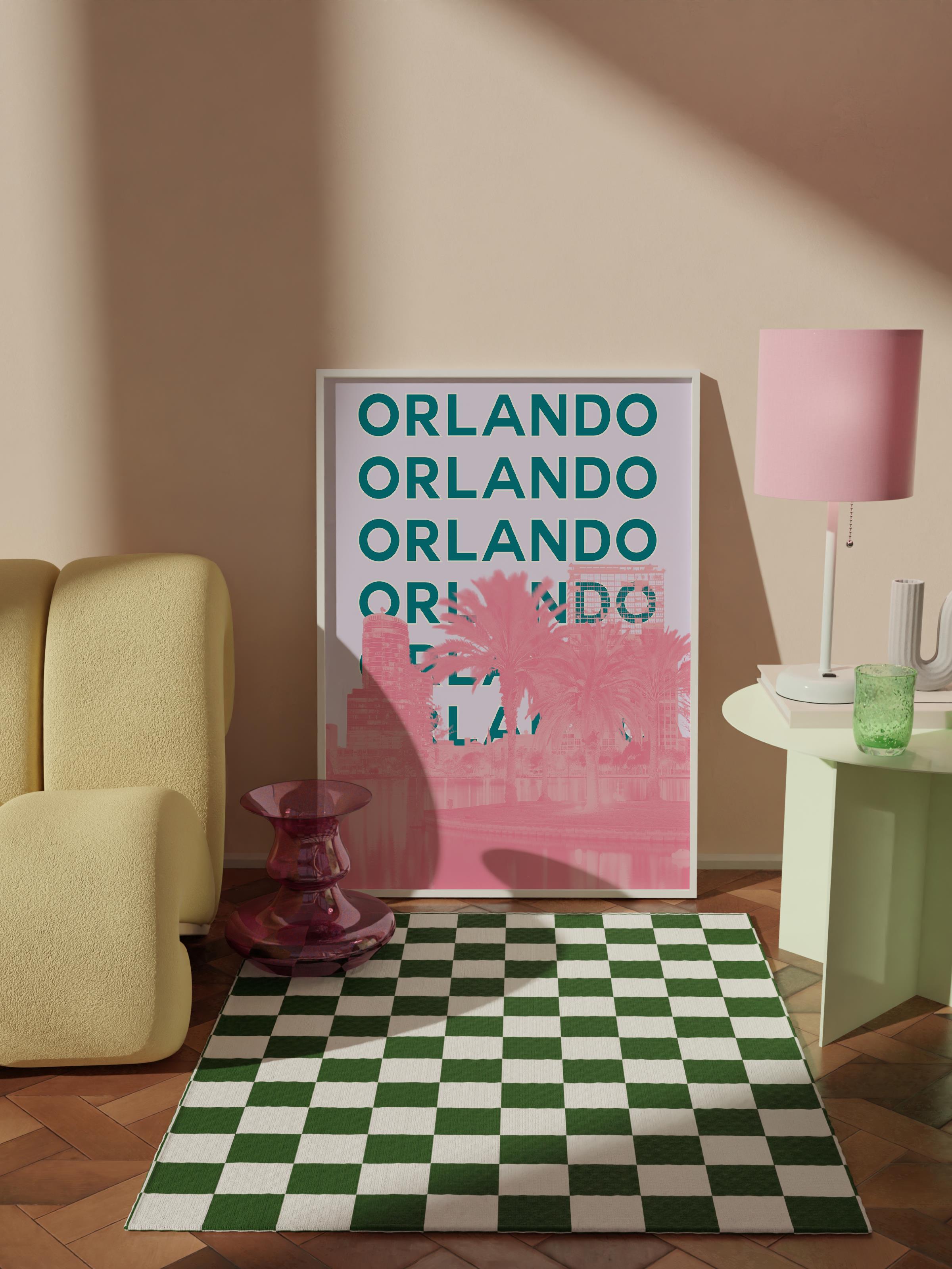Çerçevesiz Poster İllüstrasyon Şehir - Orlando, Şehirler Serisi, Duvar Posteri, HD Baskı, Kalın Arşivsel Sanat Kağıdı