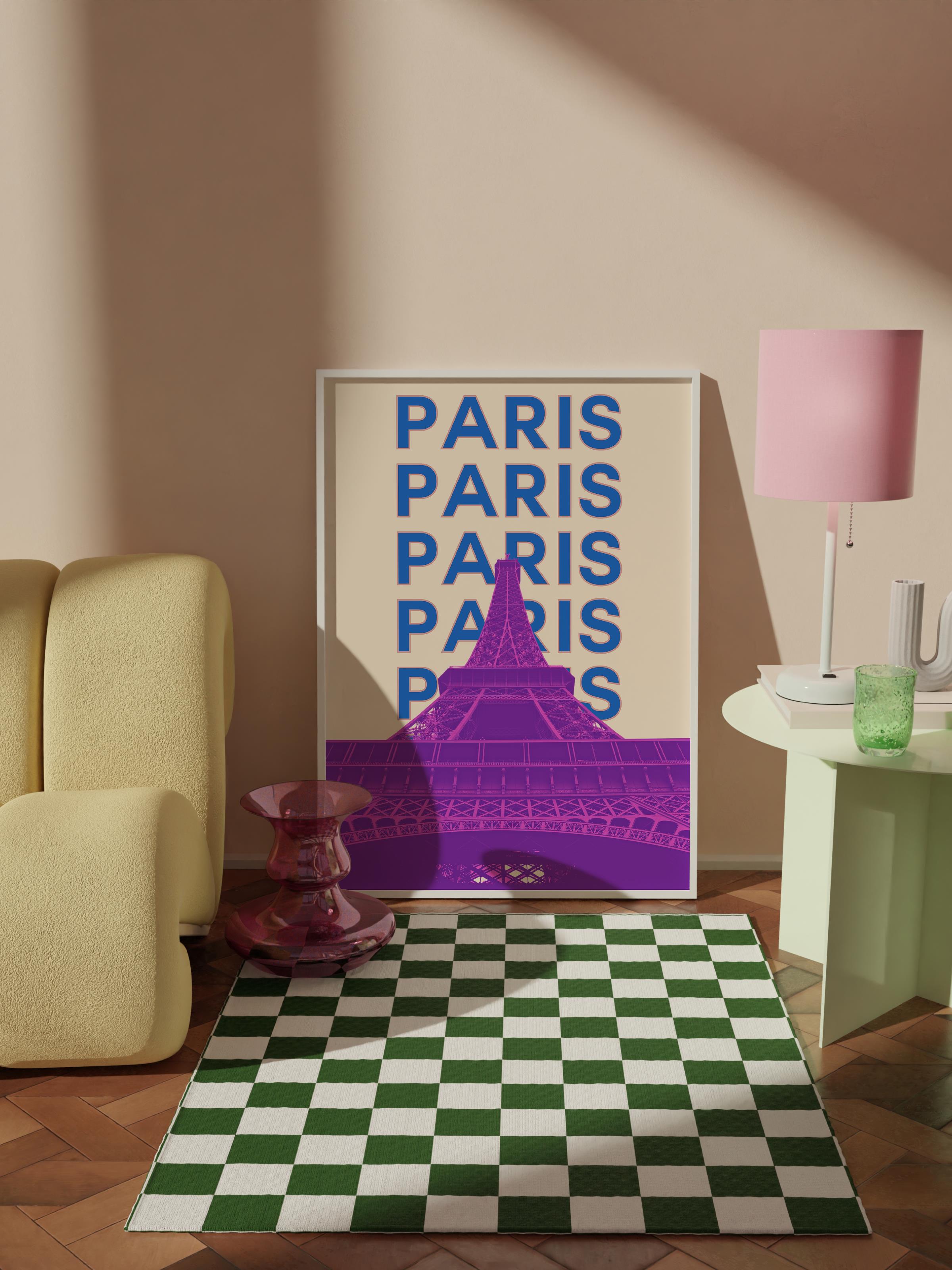 Çerçevesiz Poster İllüstrasyon Şehir - Paris, Şehirler Serisi, Duvar Posteri, HD Baskı, Kalın Arşivsel Sanat Kağıdı
