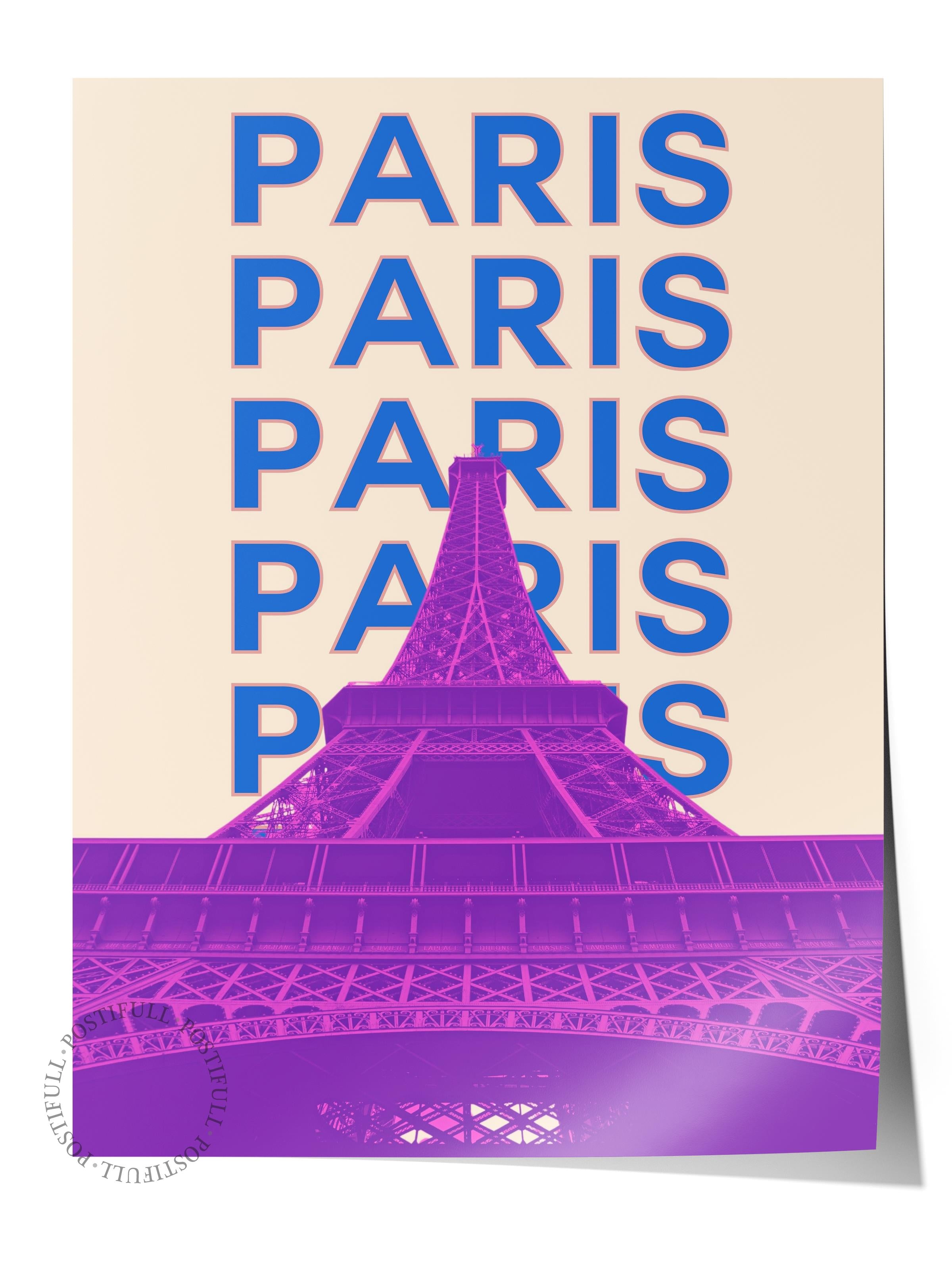Çerçevesiz Poster İllüstrasyon Şehir - Paris, Şehirler Serisi, Duvar Posteri, HD Baskı, Kalın Arşivsel Sanat Kağıdı