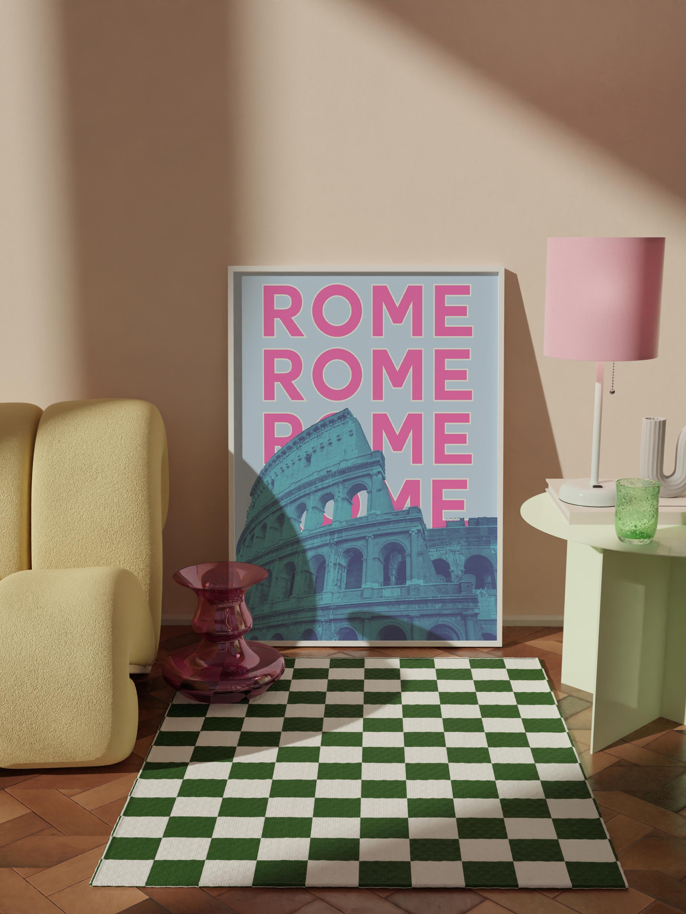 Çerçevesiz Poster İllüstrasyon Şehir - Rome, Şehirler Serisi, Duvar Posteri, HD Baskı, Kalın Arşivsel Sanat Kağıdı
