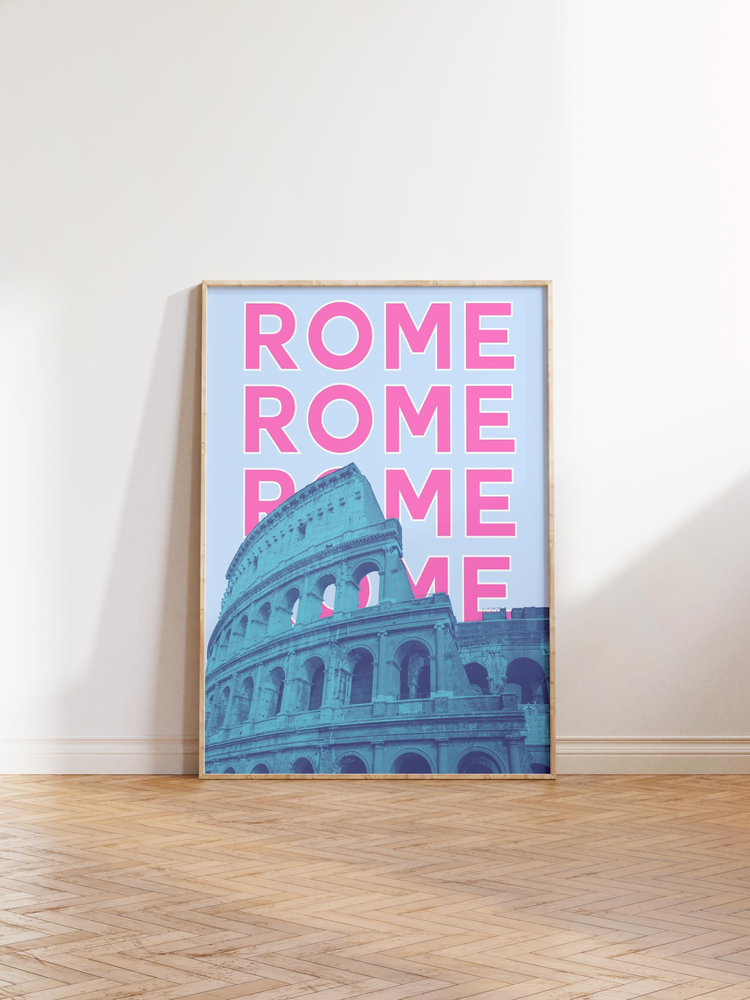Çerçevesiz Poster İllüstrasyon Şehir - Rome, Şehirler Serisi, Duvar Posteri, HD Baskı, Kalın Arşivsel Sanat Kağıdı