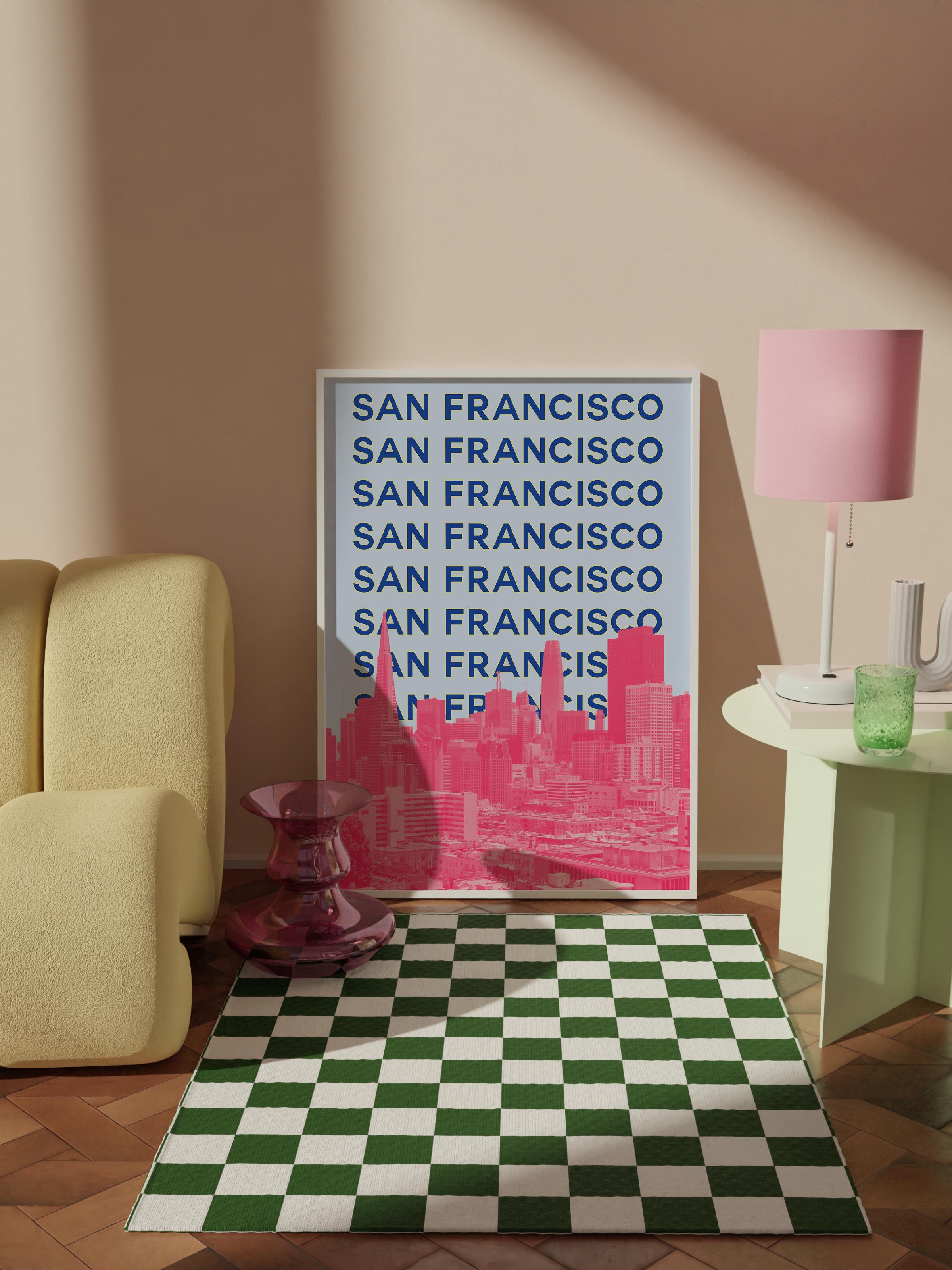 Çerçevesiz Poster İllüstrasyon Şehir - San Francisco, Şehirler Serisi, Duvar Posteri, HD Baskı, Kalın Arşivsel Sanat Kağıdı