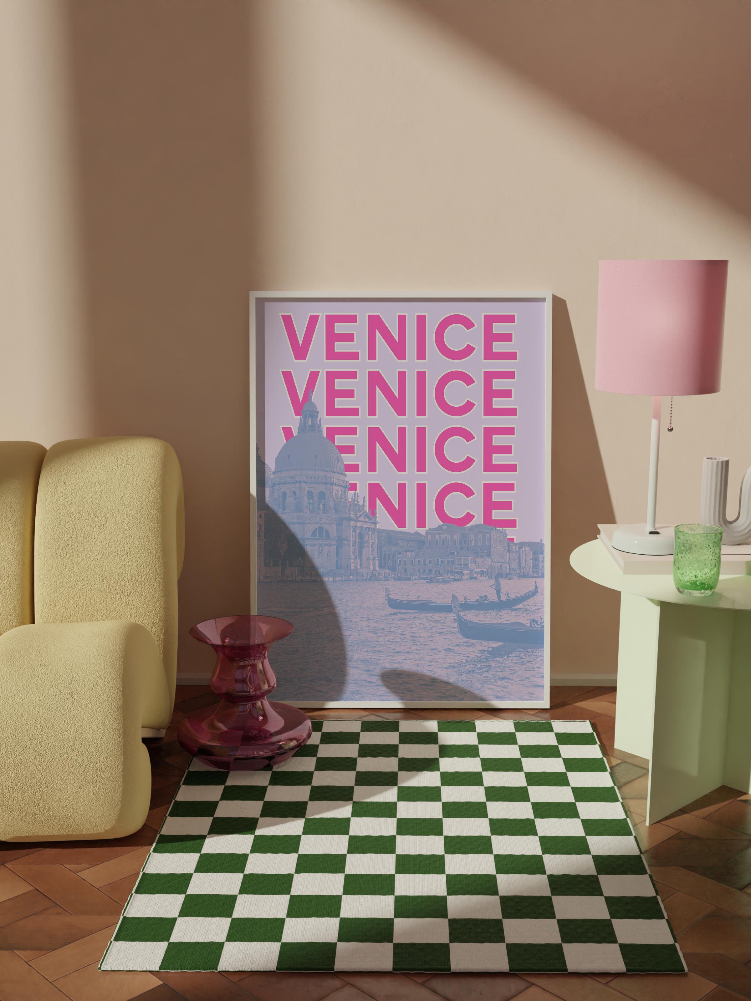 Çerçevesiz Poster İllüstrasyon Şehir - Venice, Şehirler Serisi, Duvar Posteri, HD Baskı, Kalın Arşivsel Sanat Kağıdı