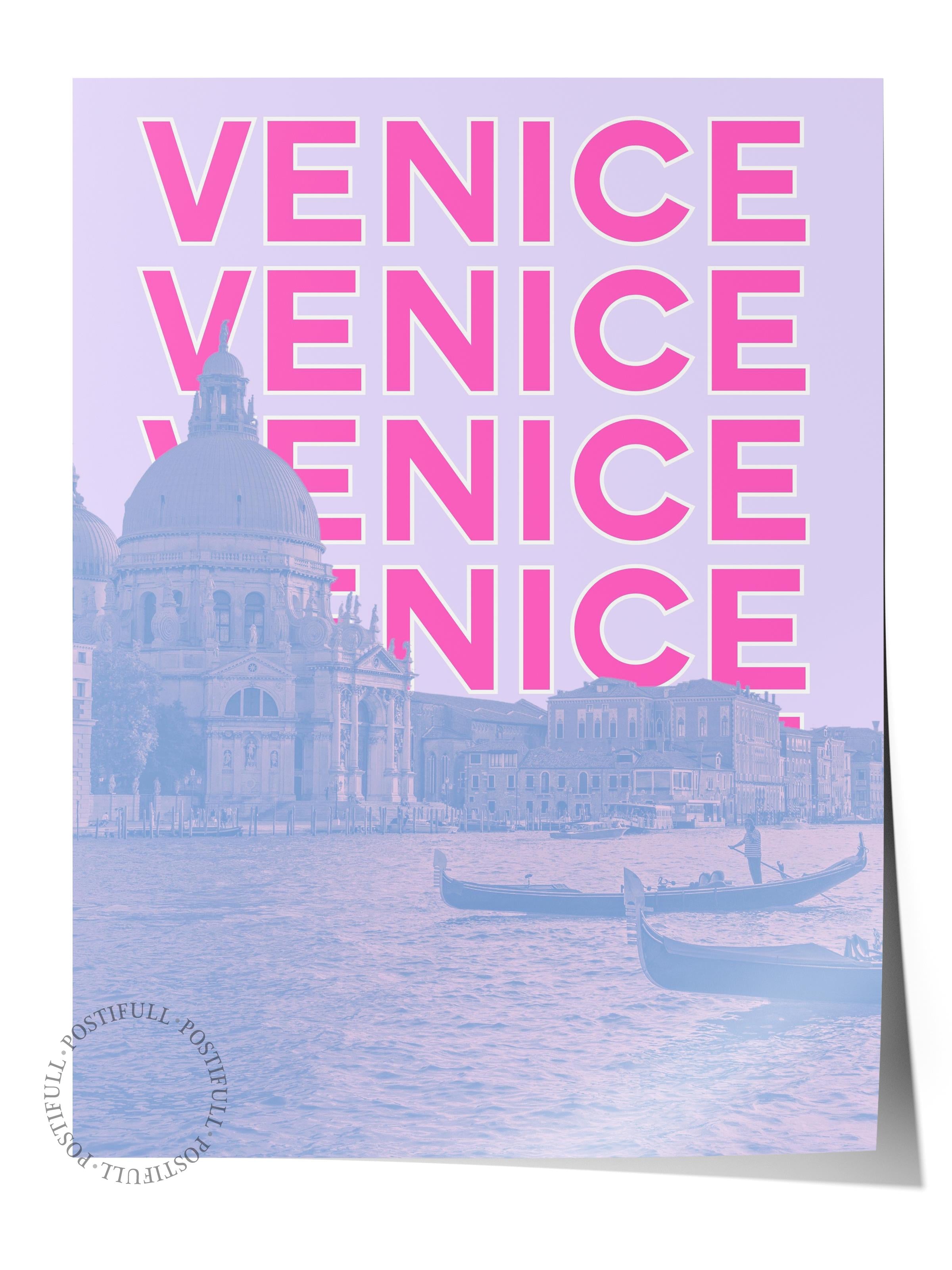 Çerçevesiz Poster İllüstrasyon Şehir - Venice, Şehirler Serisi, Duvar Posteri, HD Baskı, Kalın Arşivsel Sanat Kağıdı
