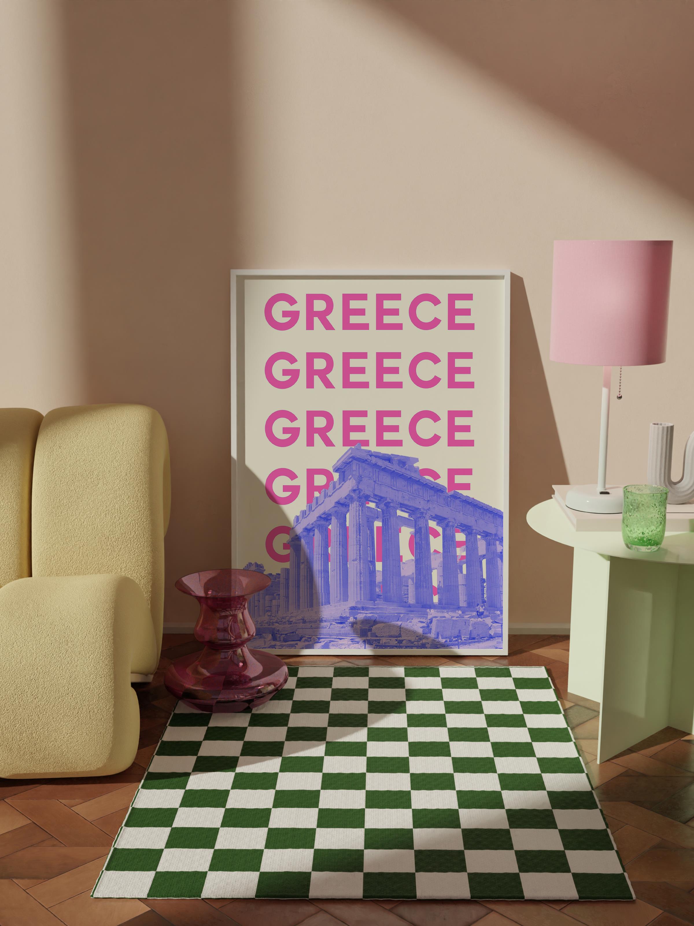 Çerçevesiz Poster İllüstrasyon Ülke - Greece, Şehirler Serisi, Duvar Posteri, HD Baskı, Kalın Arşivsel Sanat Kağıdı