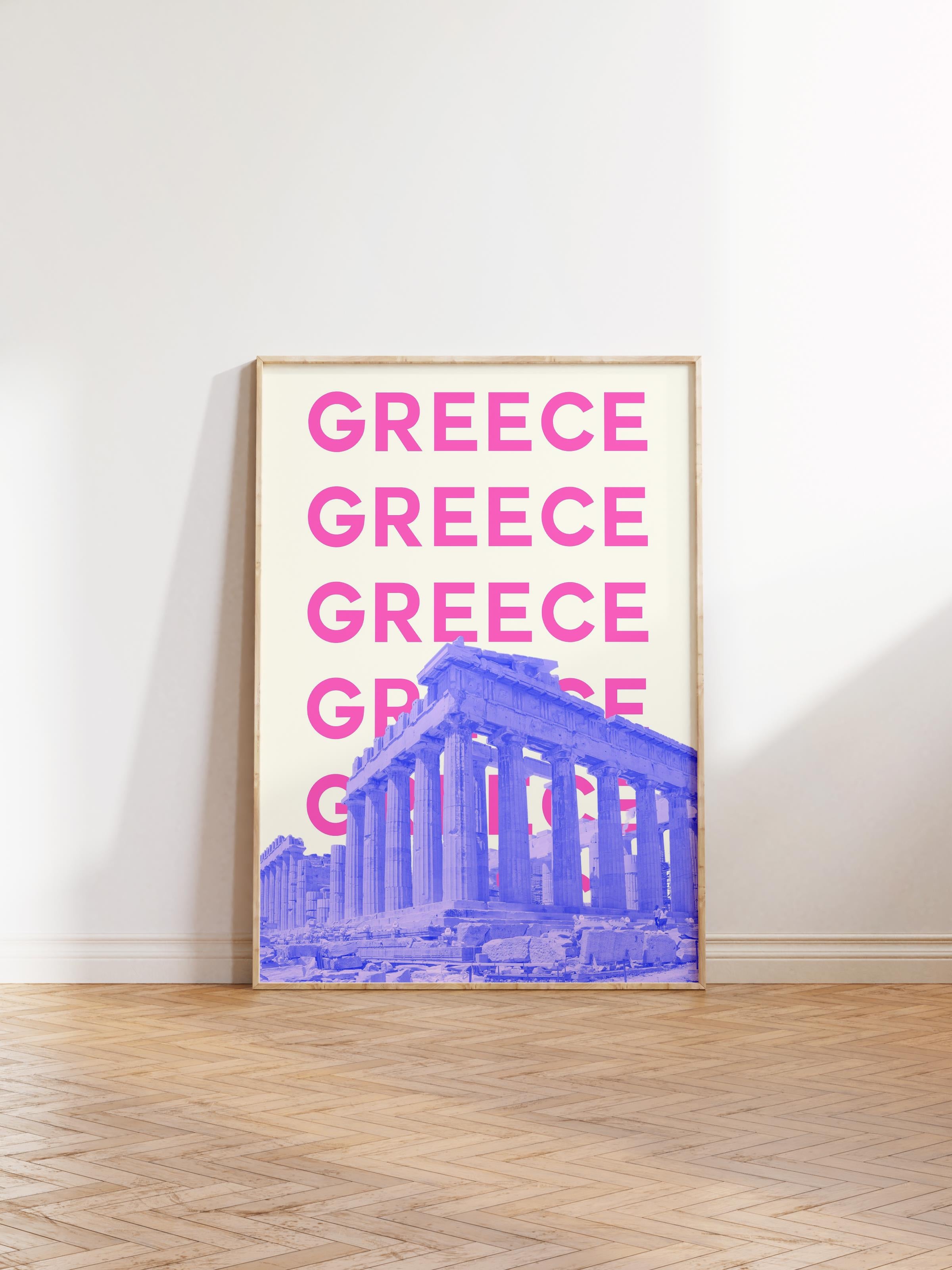 Çerçevesiz Poster İllüstrasyon Ülke - Greece, Şehirler Serisi, Duvar Posteri, HD Baskı, Kalın Arşivsel Sanat Kağıdı