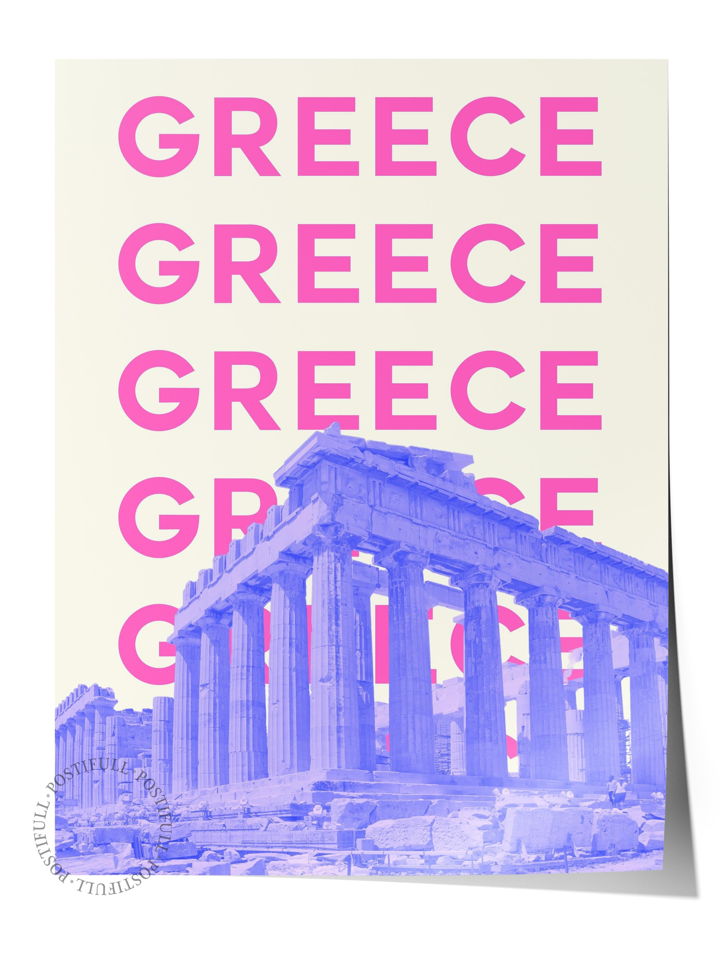 Çerçevesiz Poster İllüstrasyon Ülke - Greece, Şehirler Serisi, Duvar Posteri, HD Baskı, Kalın Arşivsel Sanat Kağıdı