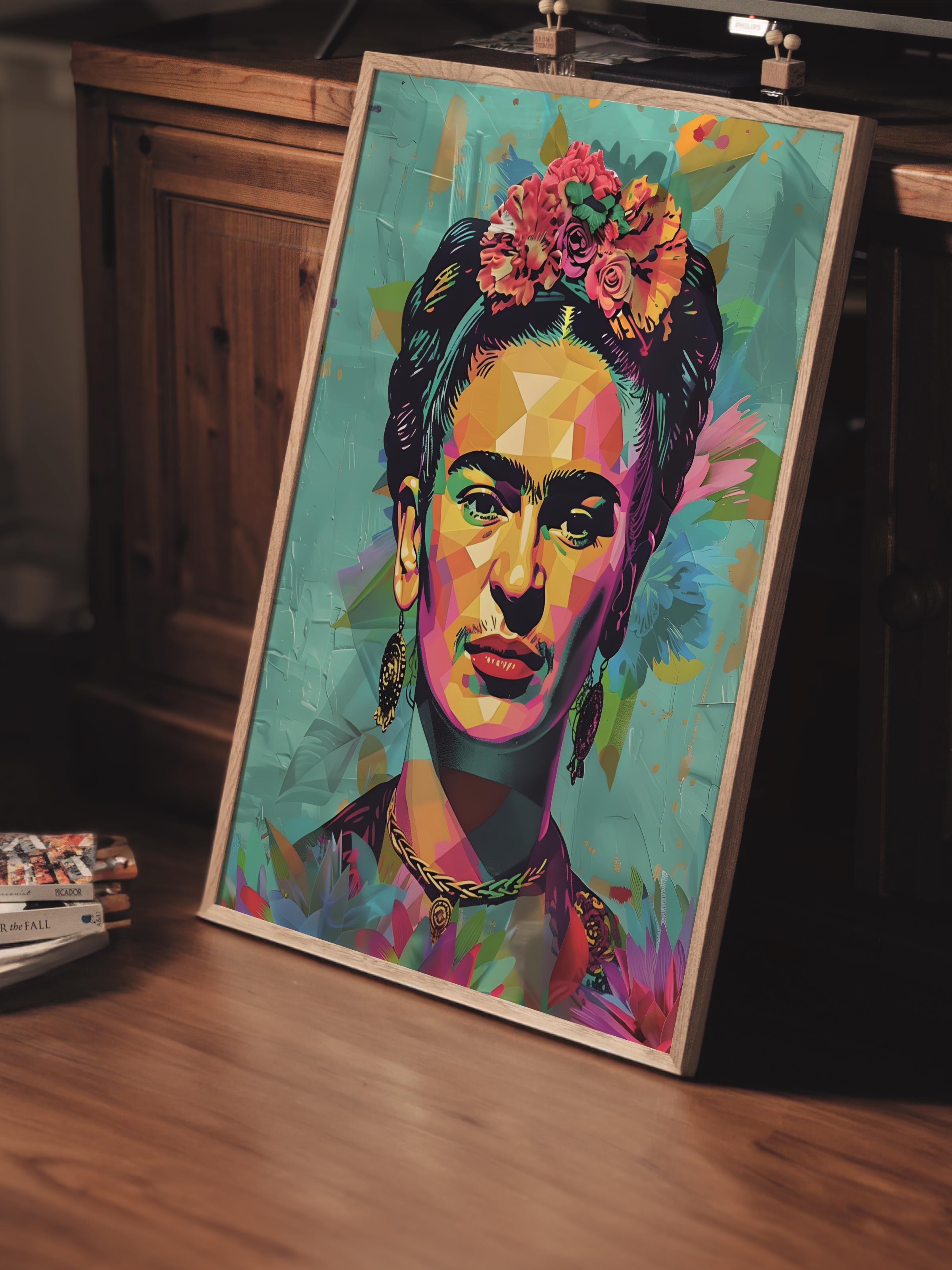 Çerçevesiz Poster Tablo, Duvar Posteri, HD Baskı, Frida Kahlo Renk Cümbüşü , Maximalist No:68