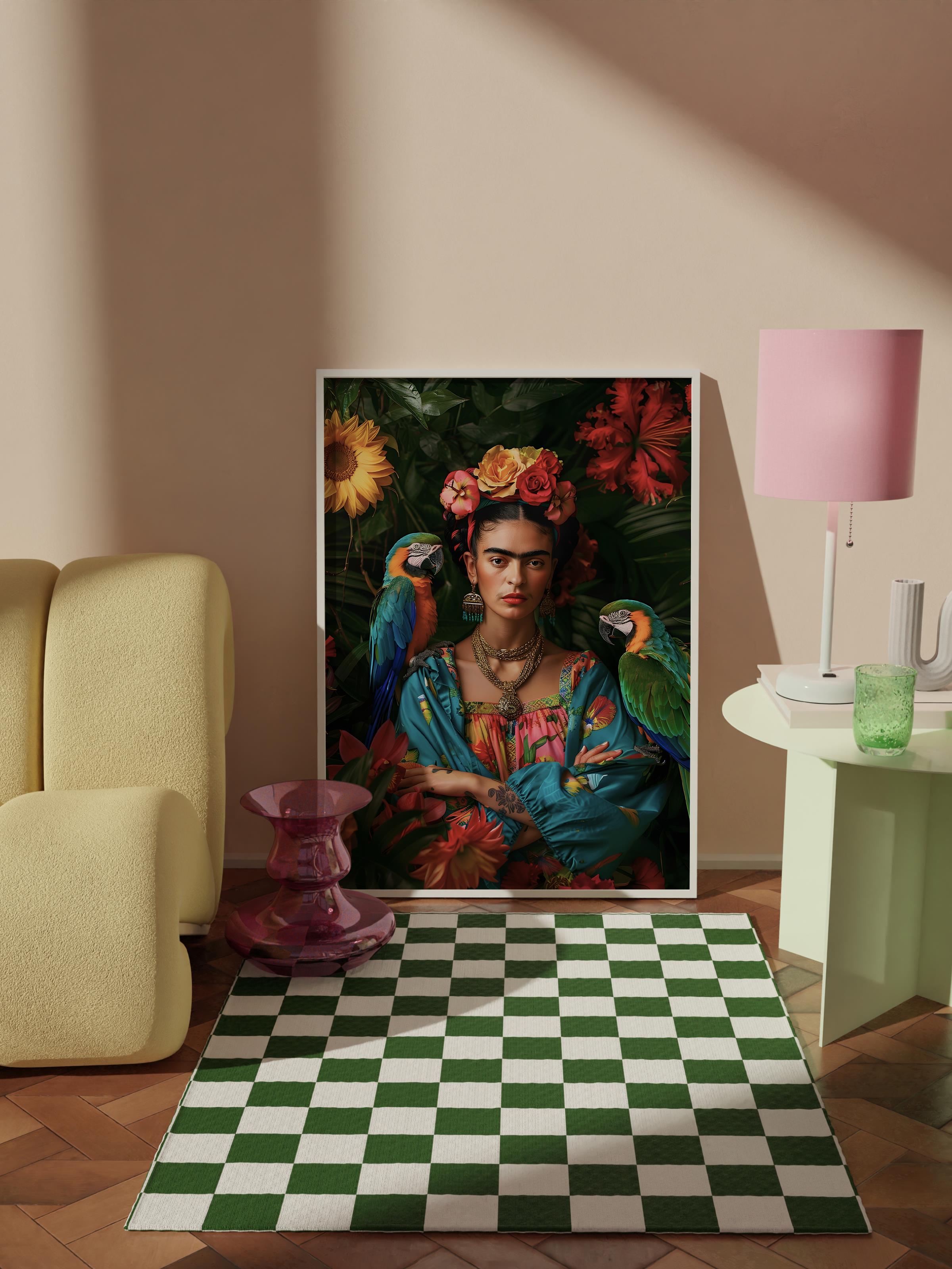 Çerçevesiz Poster Tablo, Duvar Posteri, Sanatsal Baskı, Tropikal Frida Kahlo , Maximalist No:122