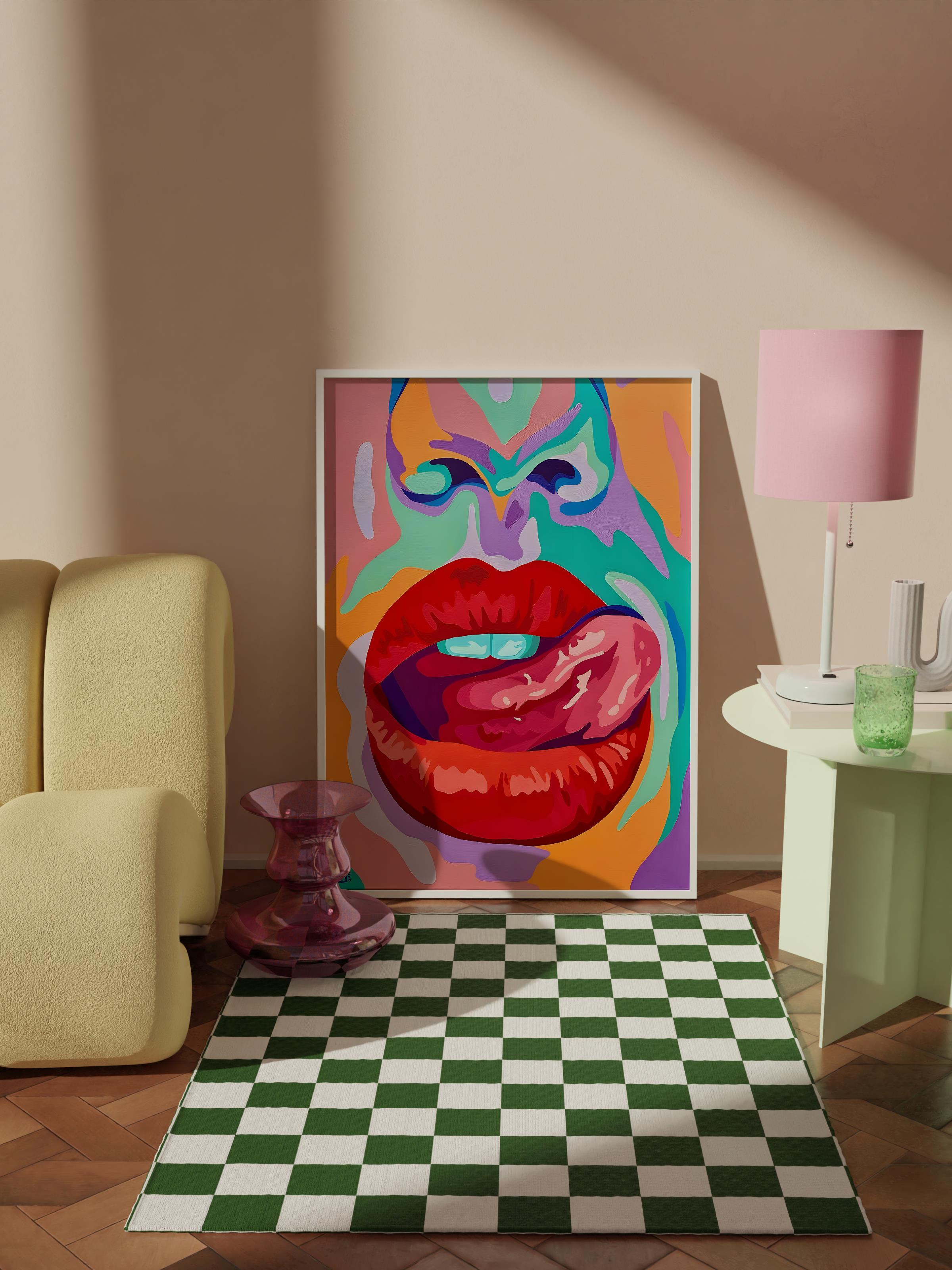 Çerçevesiz Poster Tablo, Duvar Posteri, Sanatsal Baskı, Renkli Pop Art Dudaklar , Maximalist No:21