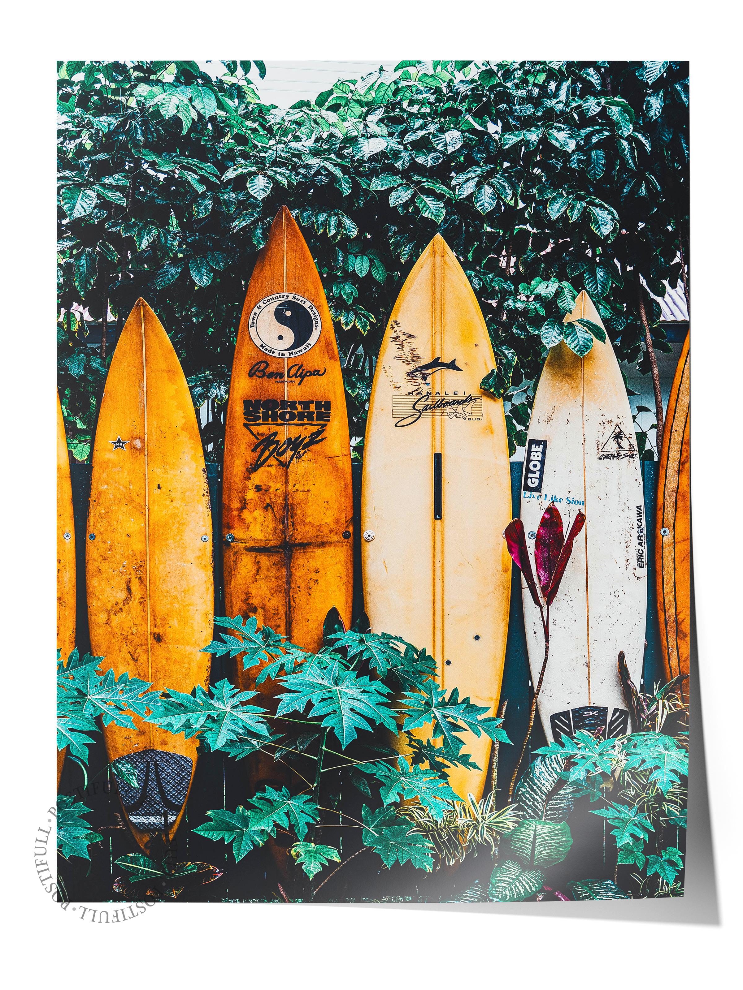 Çerçevesiz Poster, Yaz Temalı Tablo NO:130, Renkli Sörf Tahtaları Fotoğrafı, Renkli Poster, Dikey