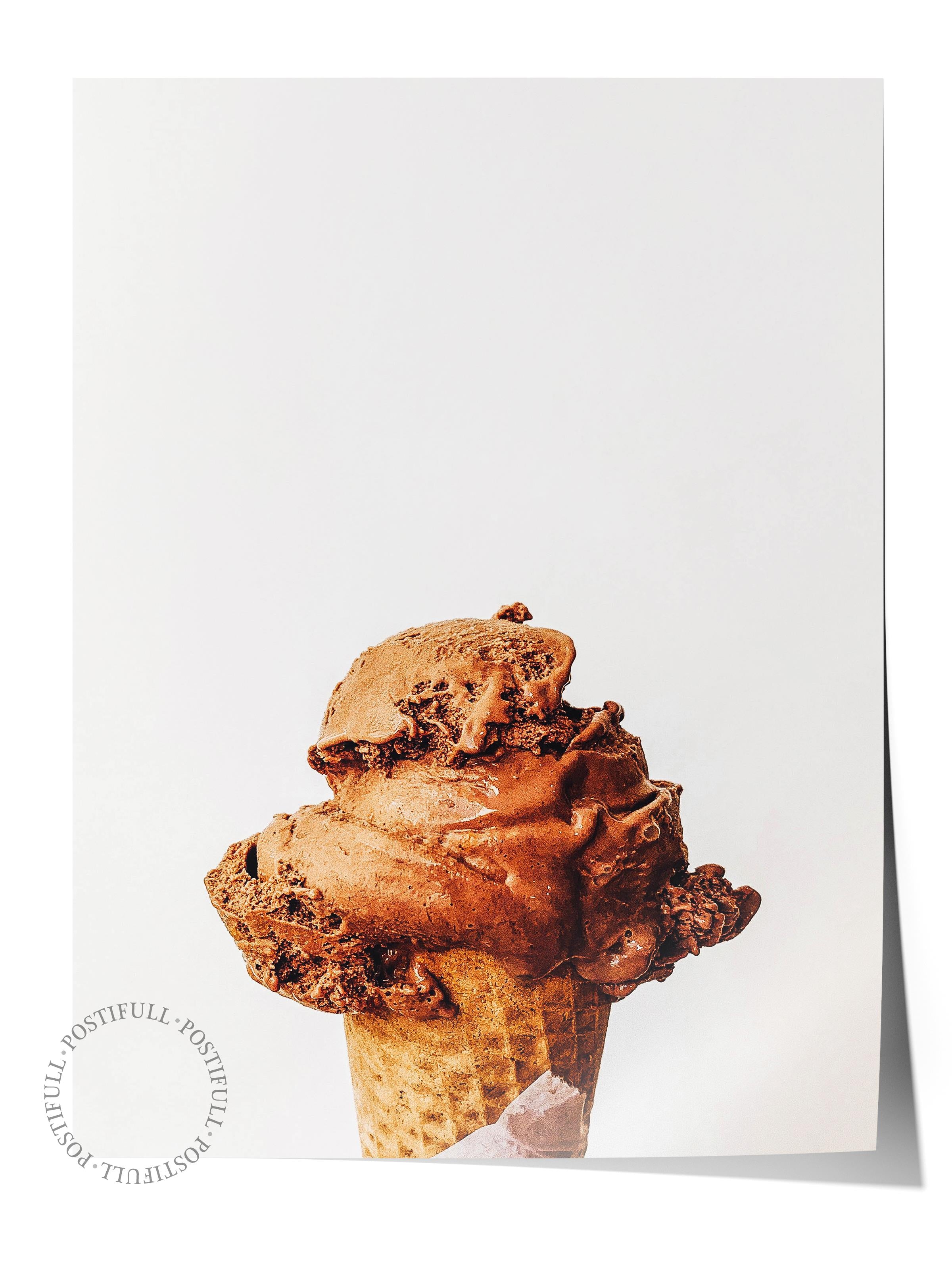 Çerçevesiz Poster, Yaz Temalı Tablo NO:147, Çikolatalı Dondurma Fotoğrafı, Kahverengi Poster, Dikey