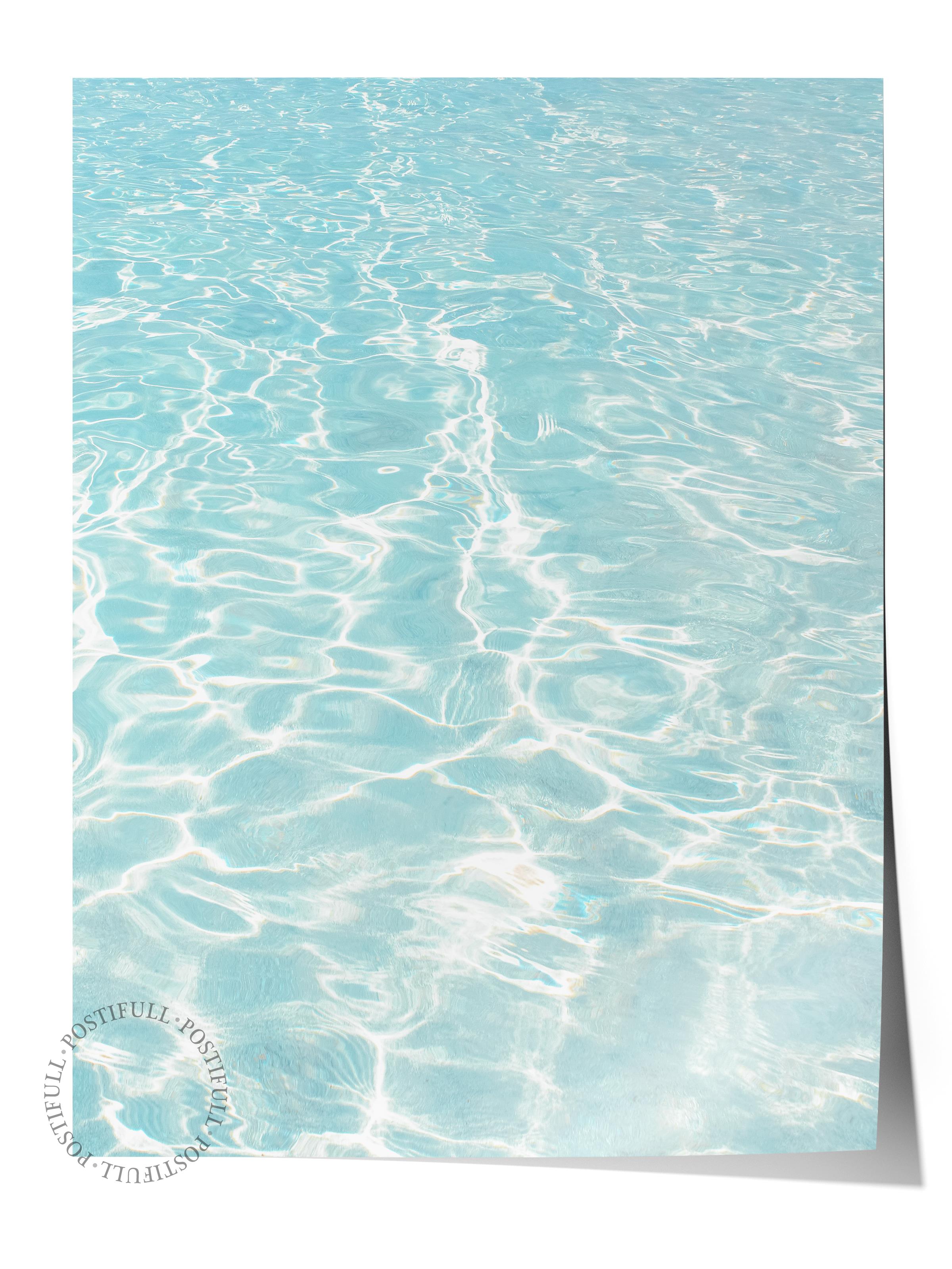 Çerçevesiz Poster, Yaz Temalı Tablo NO:168, Havuz Suyu Fotoğrafı, Mavi Poster, Dikey