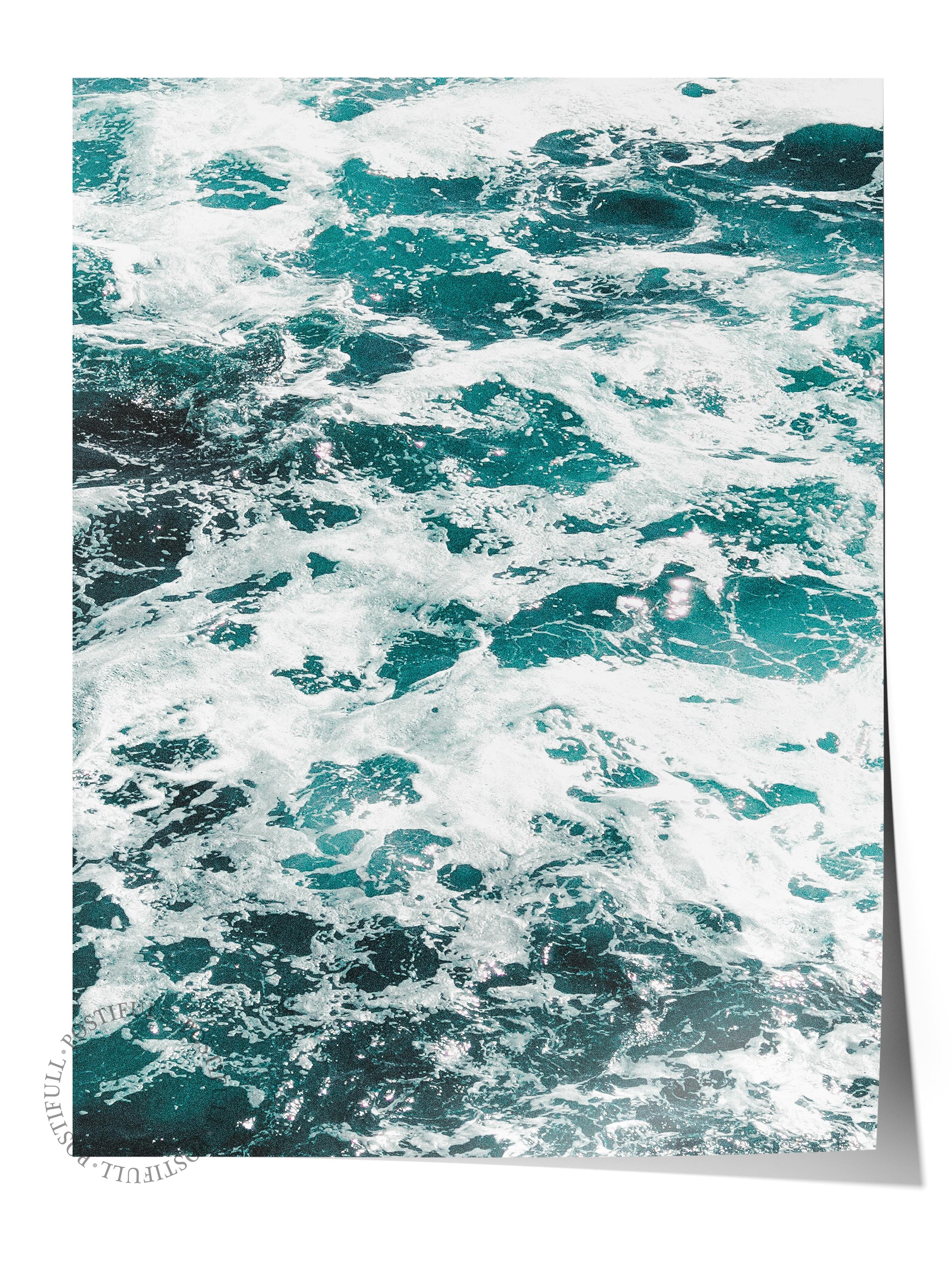Çerçevesiz Poster, Yaz Temalı Tablo NO:195, Deniz Dalgaları Fotoğrafı, Beyaz Poster, Dikey