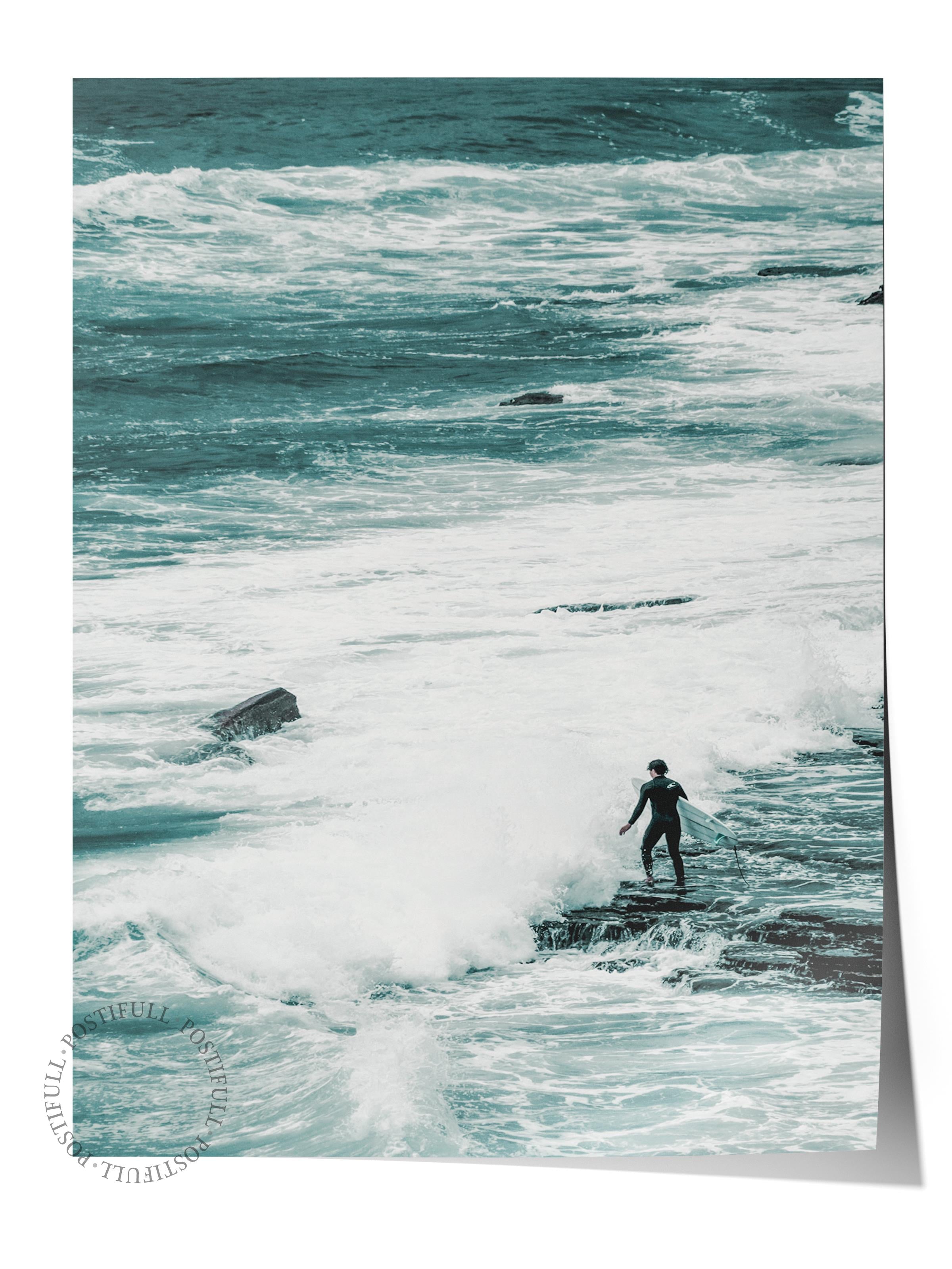Çerçevesiz Poster, Yaz Temalı Tablo NO:250, Deniz ve Kayalıklar Fotoğrafı, Mavi Poster, Dikey