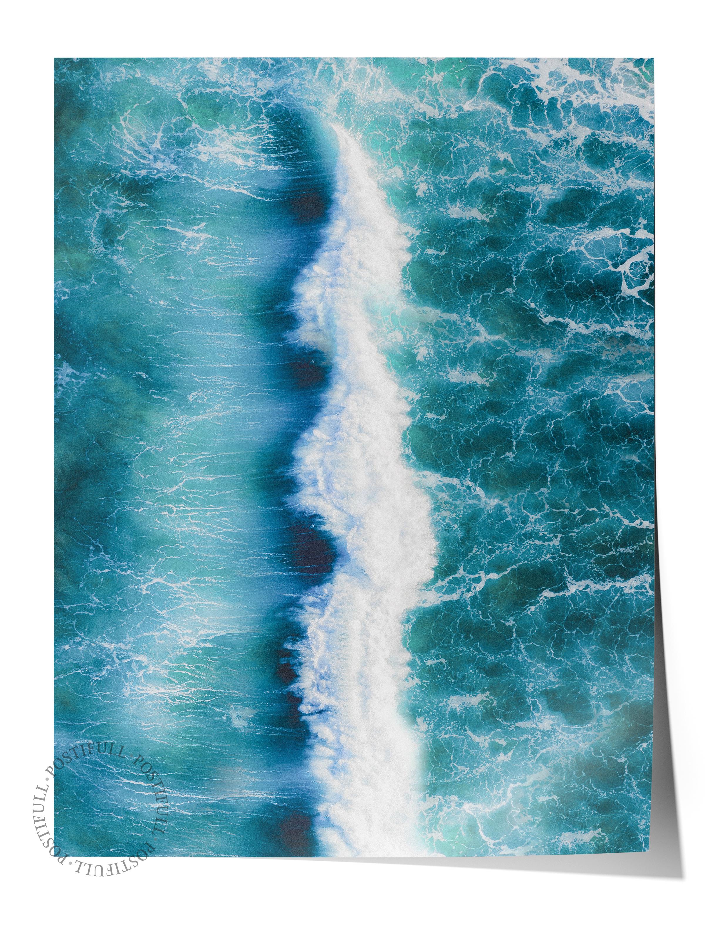 Çerçevesiz Poster, Yaz Temalı Tablo NO:55, Deniz Akıntısı Fotoğrafı, Mavi Poster, Dikey