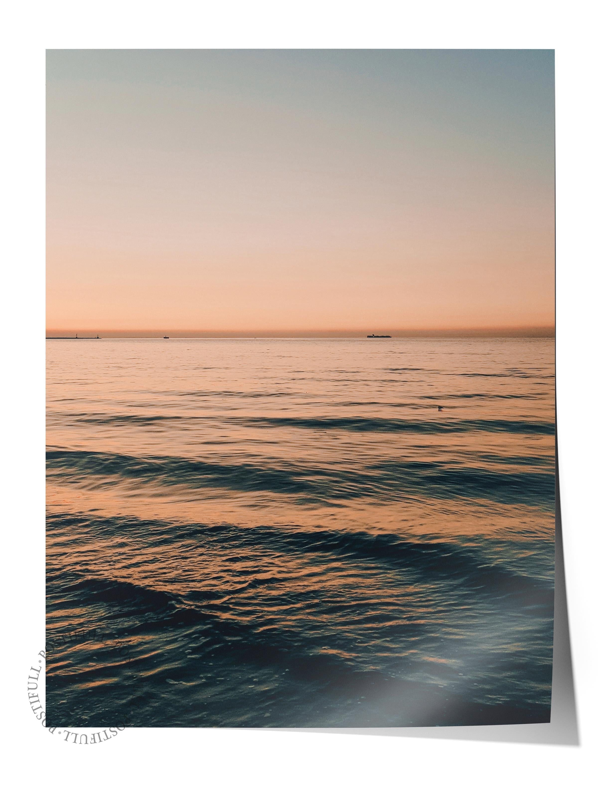 Çerçevesiz Poster, Yaz Temalı Tablo NO:77, Sakin Deniz Fotoğrafı, Mavi Poster, Dikey