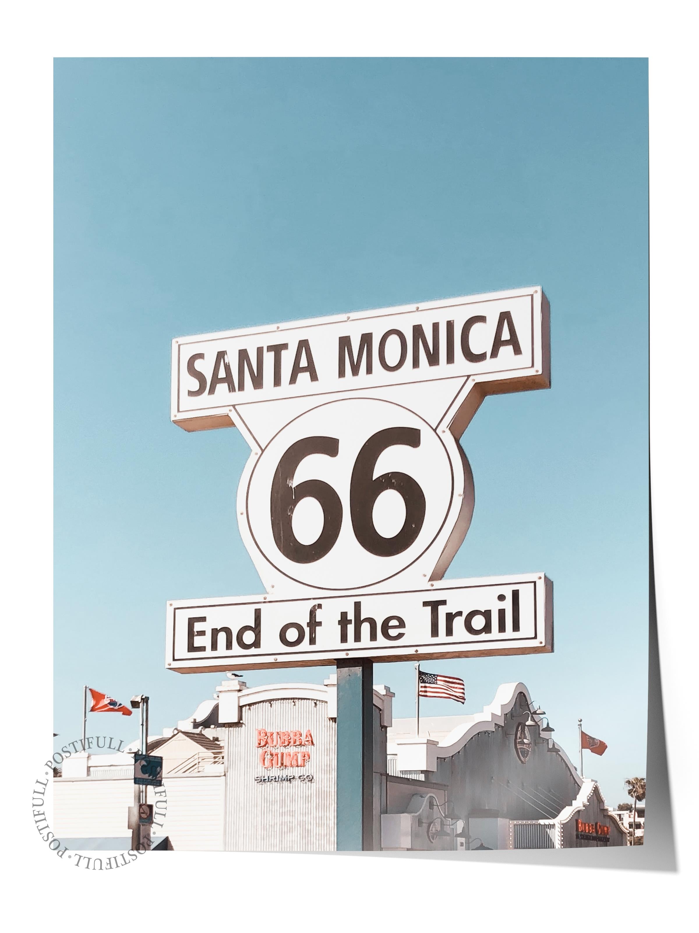 Çerçevesiz Poster, Yaz Temalı Tablo NO:84, Route 66 İşareti Fotoğrafı, Beyaz Poster, Dikey