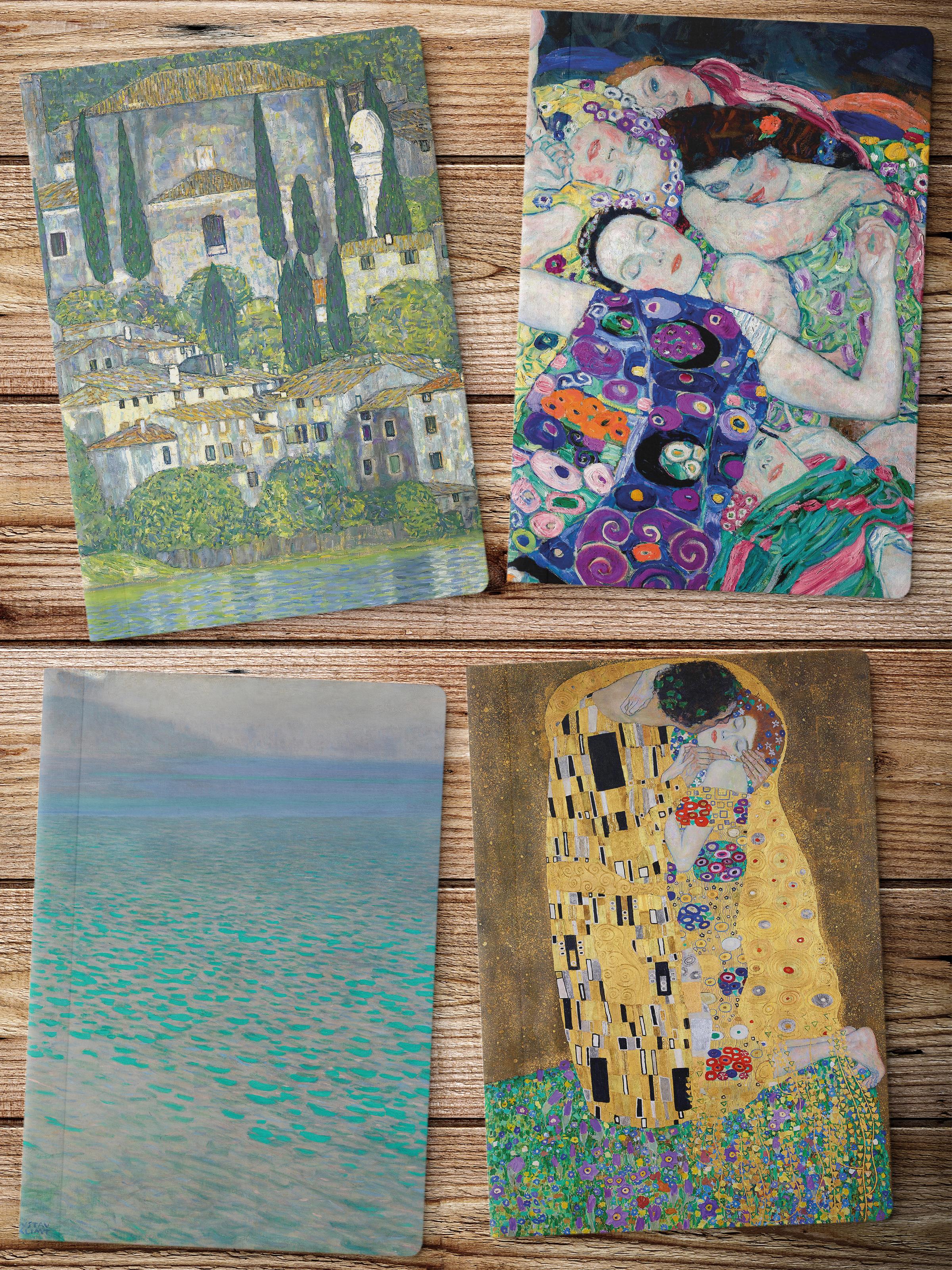 Çizgisiz Defter, Klimt Notebook 4 Adet, Akıl Defteri, Sanat Not Defteri, 64 Sayfa 14*21cm