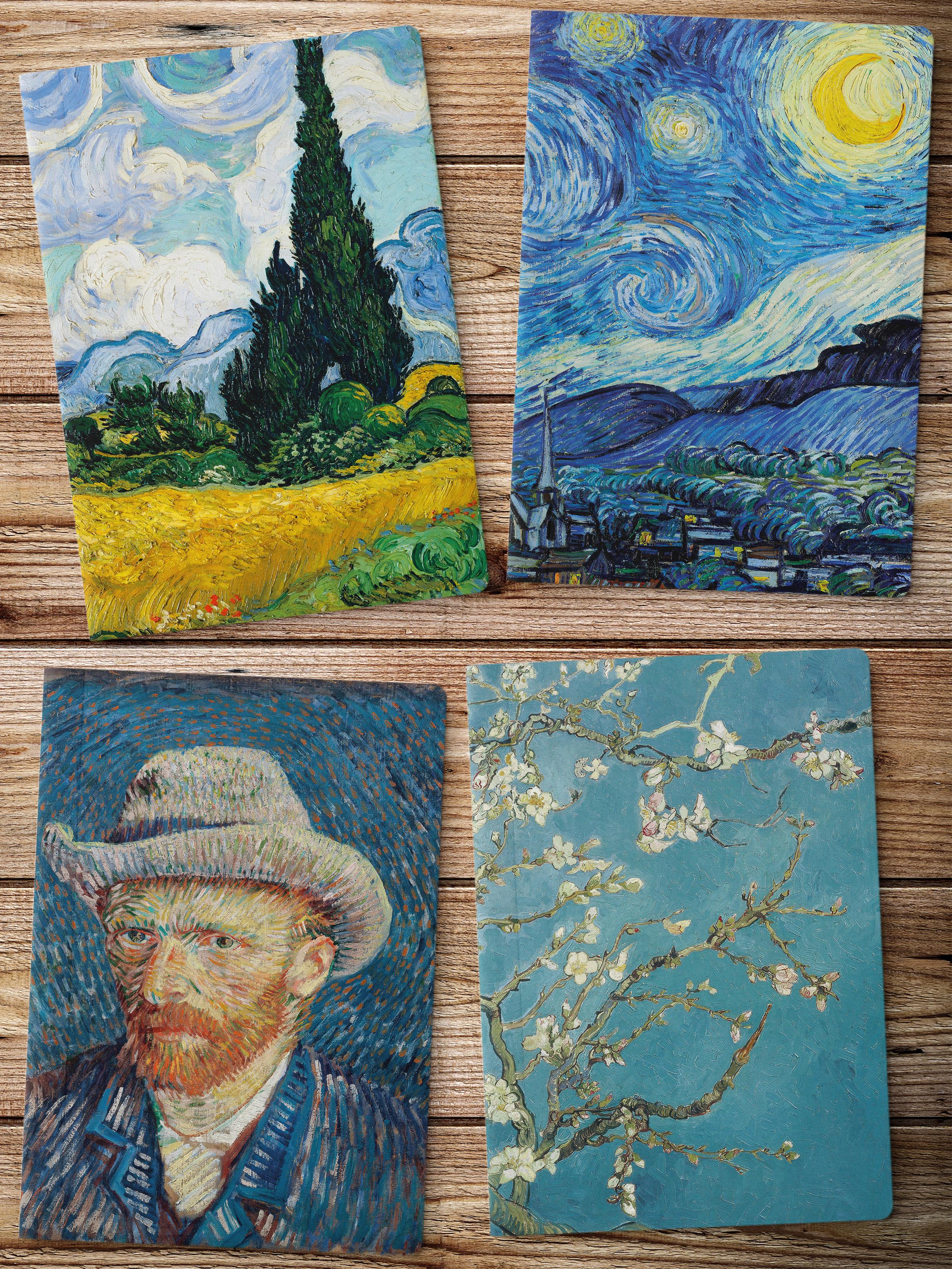 Çizgisiz Defter, Van Gogh Notebook 4 Adet, Not Defteri, Sanat Defter, 64 Sayfa 14*21cm