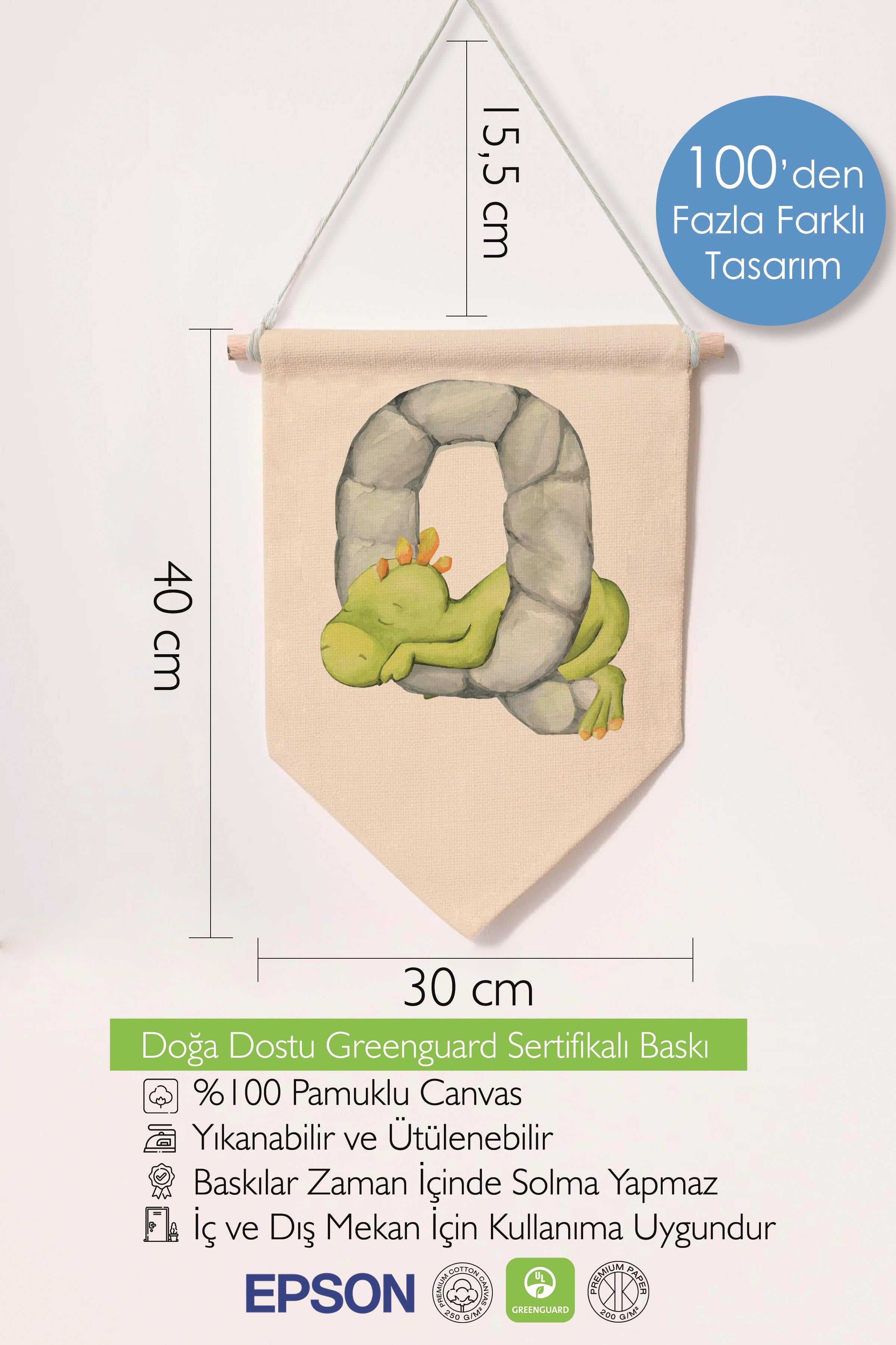 Çocuk Odası Dekor, Duvar Süsü, Ahşap Bebek Odası Dekor, Canvas Flama, Safari ve Hayvanlı Q Harfi