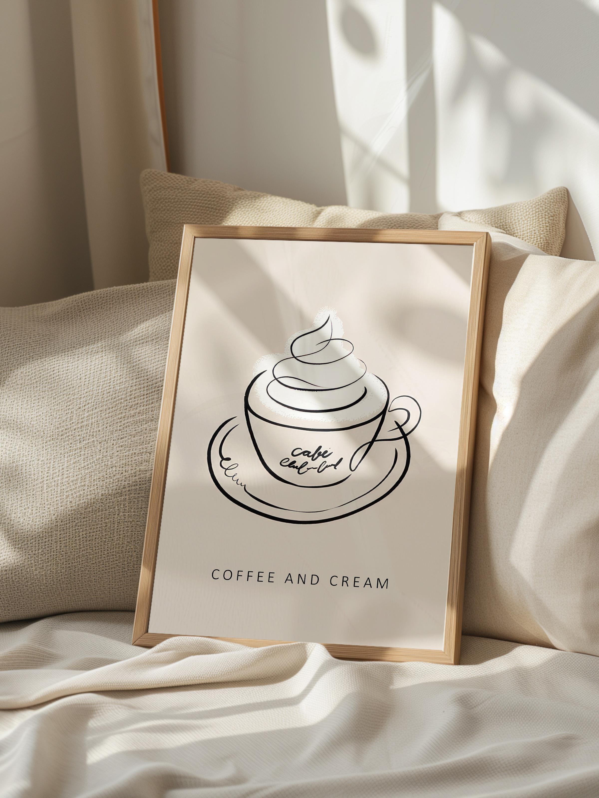 Coffee and Cream Çerçeveli Tablo, Ahşap Çerçeve ve Poster, Duvar Tablosu Comfort Serisi NO:108556