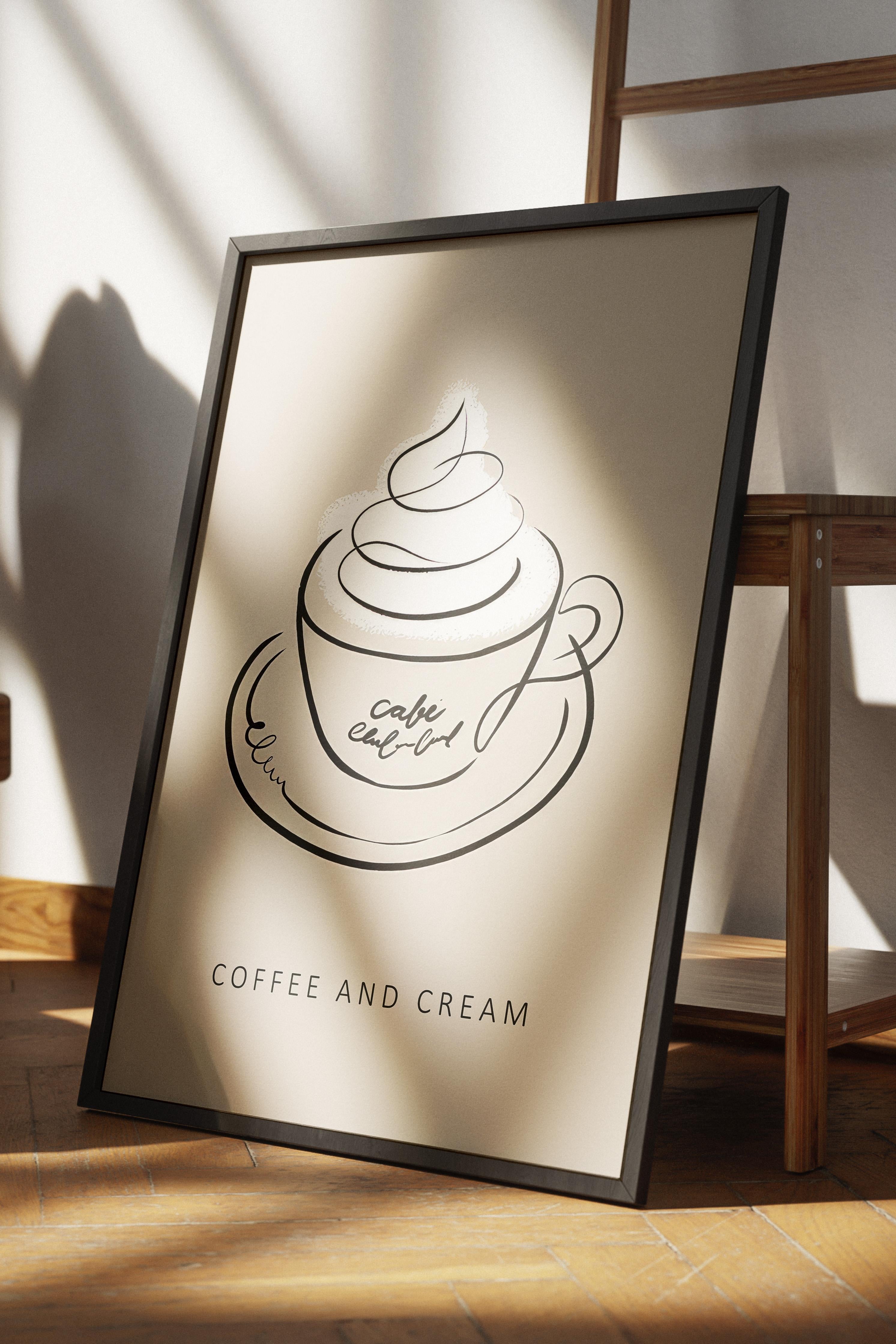 Coffee and Cream Çerçeveli Tablo, Siyah Çerçeve ve Poster, Duvar Tablosu Comfort Serisi NO:108556