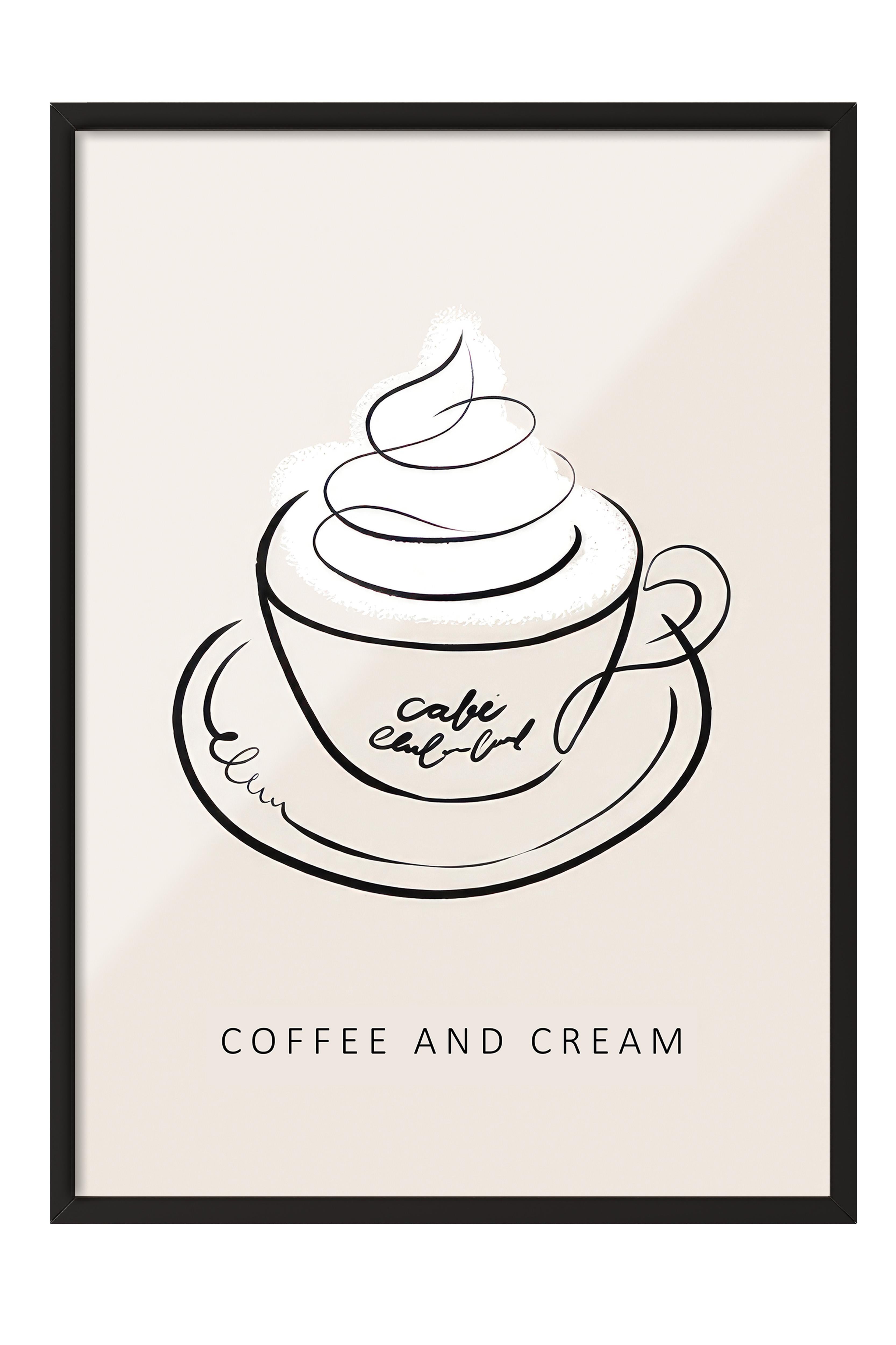 Coffee and Cream Çerçeveli Tablo, Siyah Çerçeve ve Poster, Duvar Tablosu Comfort Serisi NO:108556