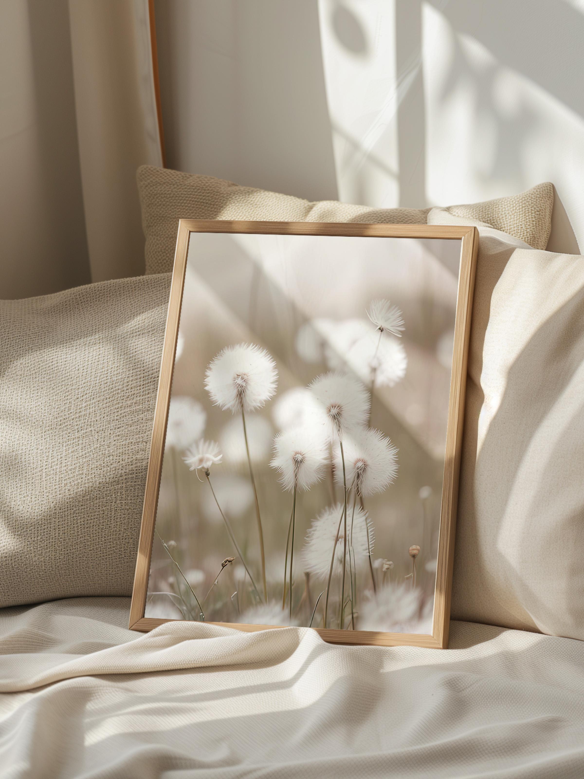 Cottongrass Çerçeveli Tablo, Ahşap Çerçeve ve Poster, Dikey Duvar Tablosu Comfort Serisi NO:108310