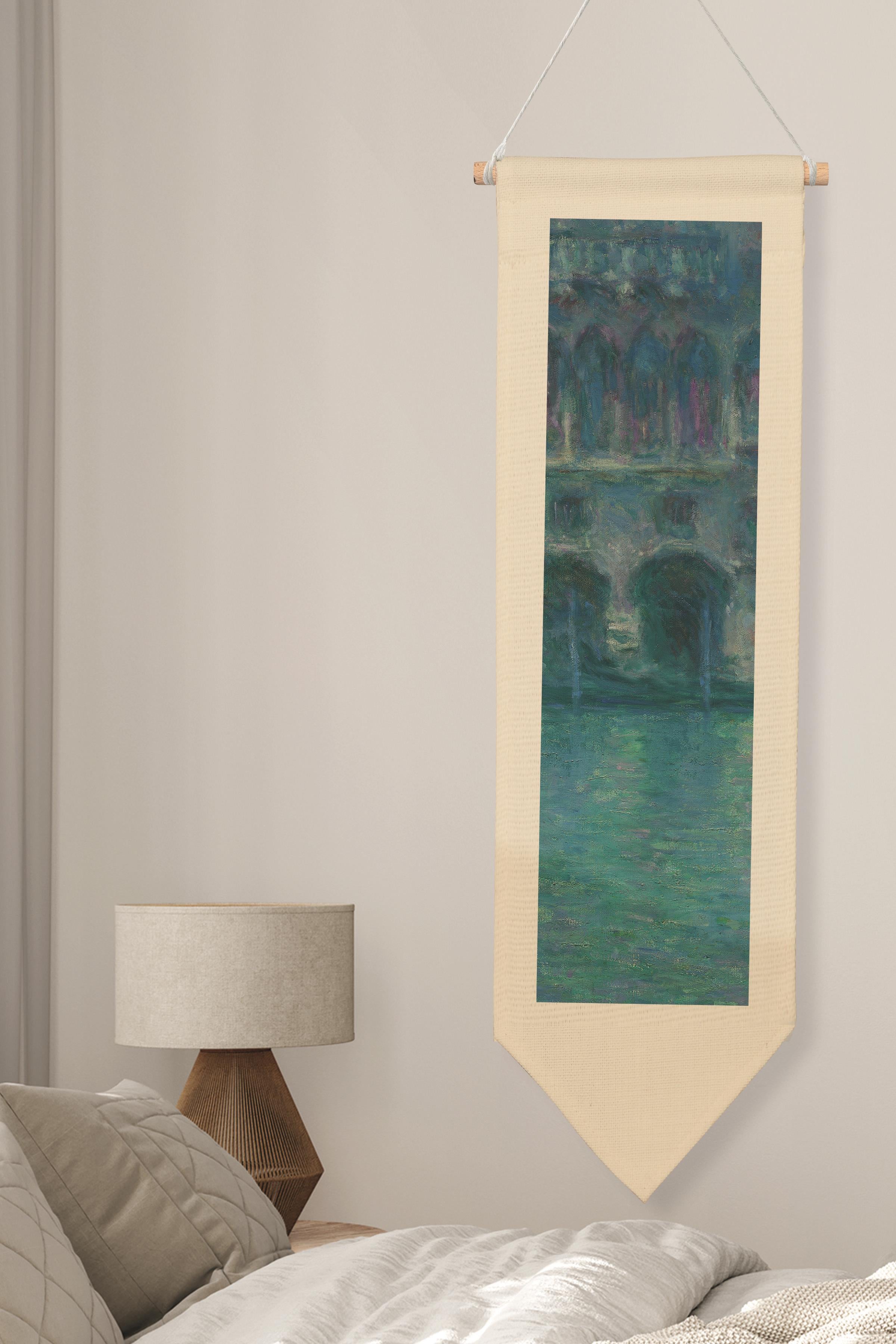 Duvar Halısı Pinterest Oda Dekoru, Monet Sanat Serisi, 100cm Kanvas Flama Askılı Duvar Örtüsü NO:578