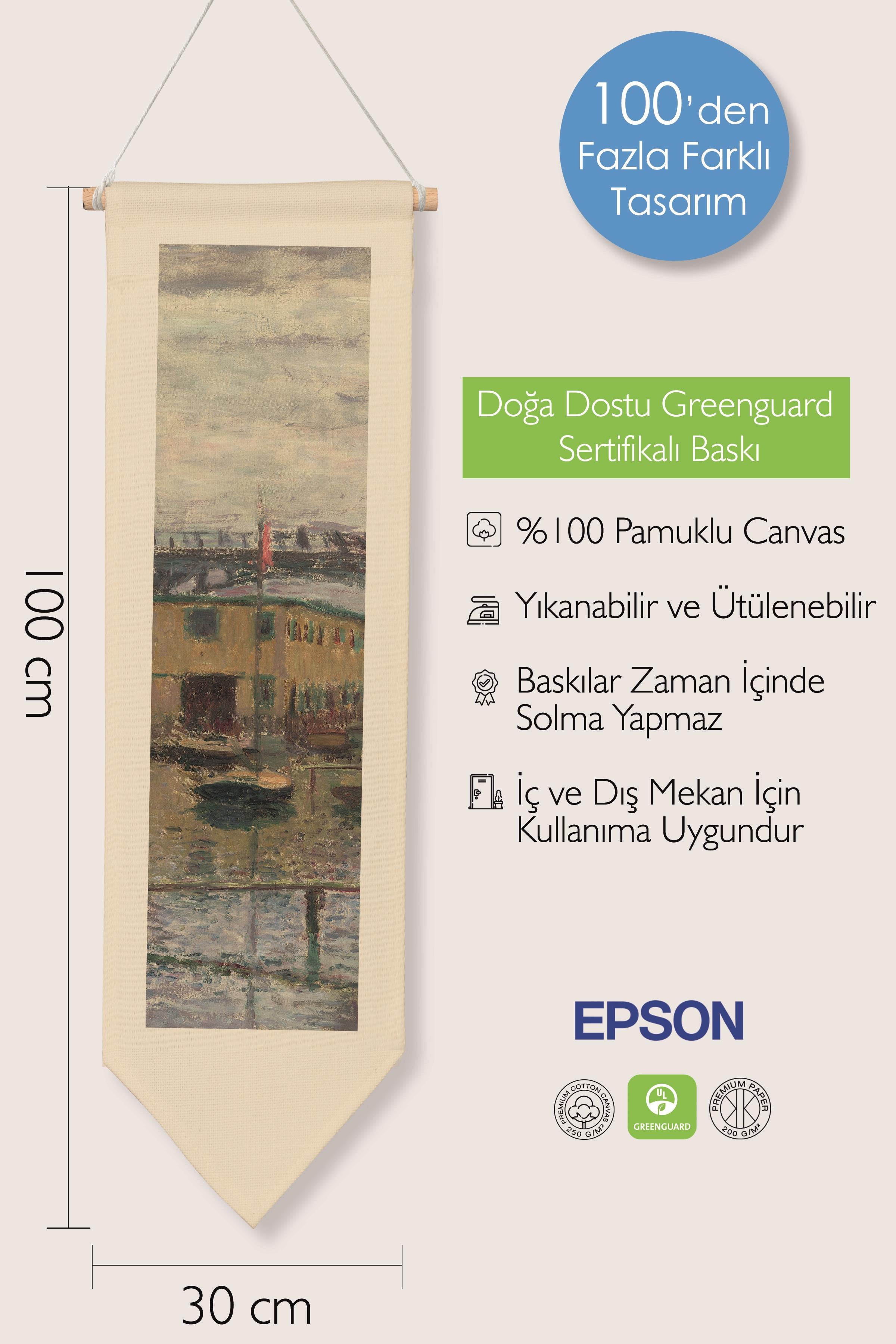 Duvar Halısı Pinterest Oda Dekoru, Monet Sanat Serisi, 100cm Kanvas Flama Askılı Duvar Örtüsü NO:589