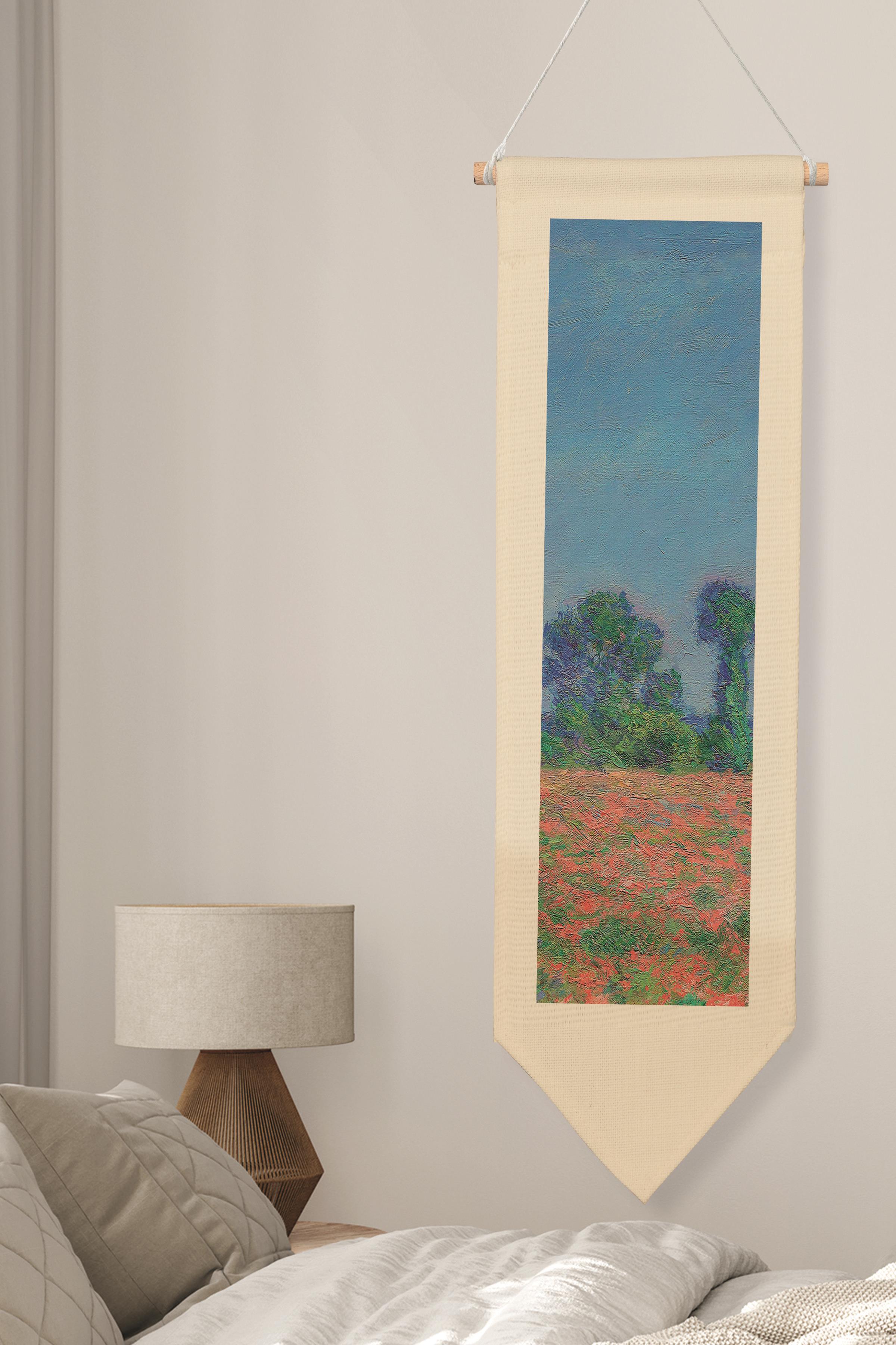 Duvar Halısı Pinterest Oda Dekoru, Monet Sanat Serisi, 100cm Kanvas Flama Askılı Duvar Örtüsü NO:595