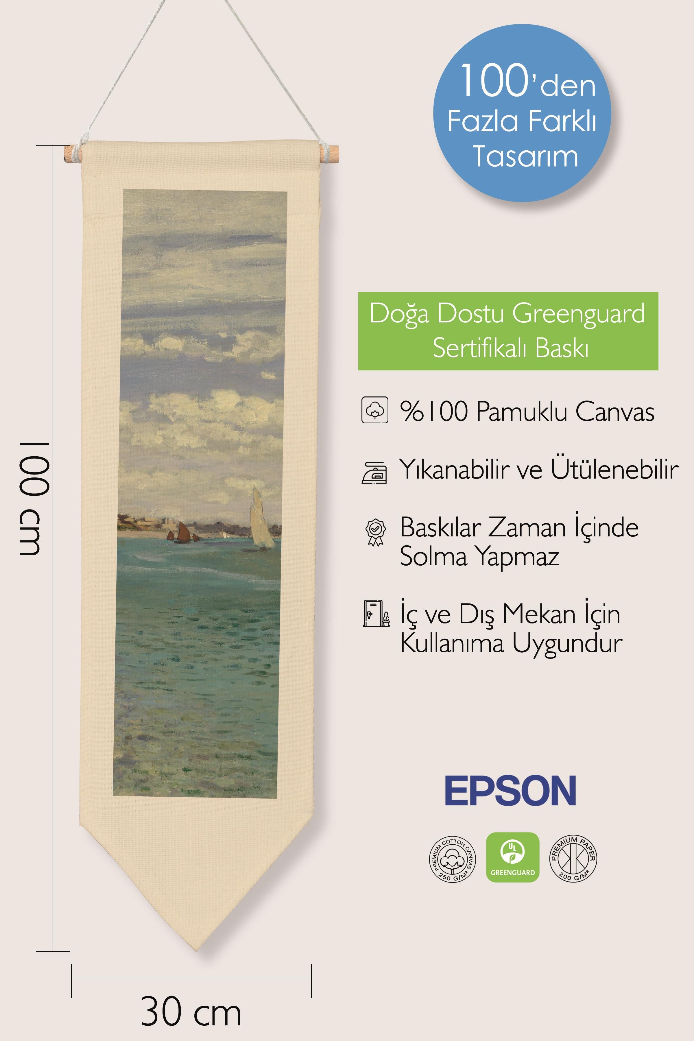 Duvar Halısı Pinterest Oda Dekoru, Monet Sanat Serisi, 100cm Kanvas Flama Askılı Duvar Örtüsü NO:602