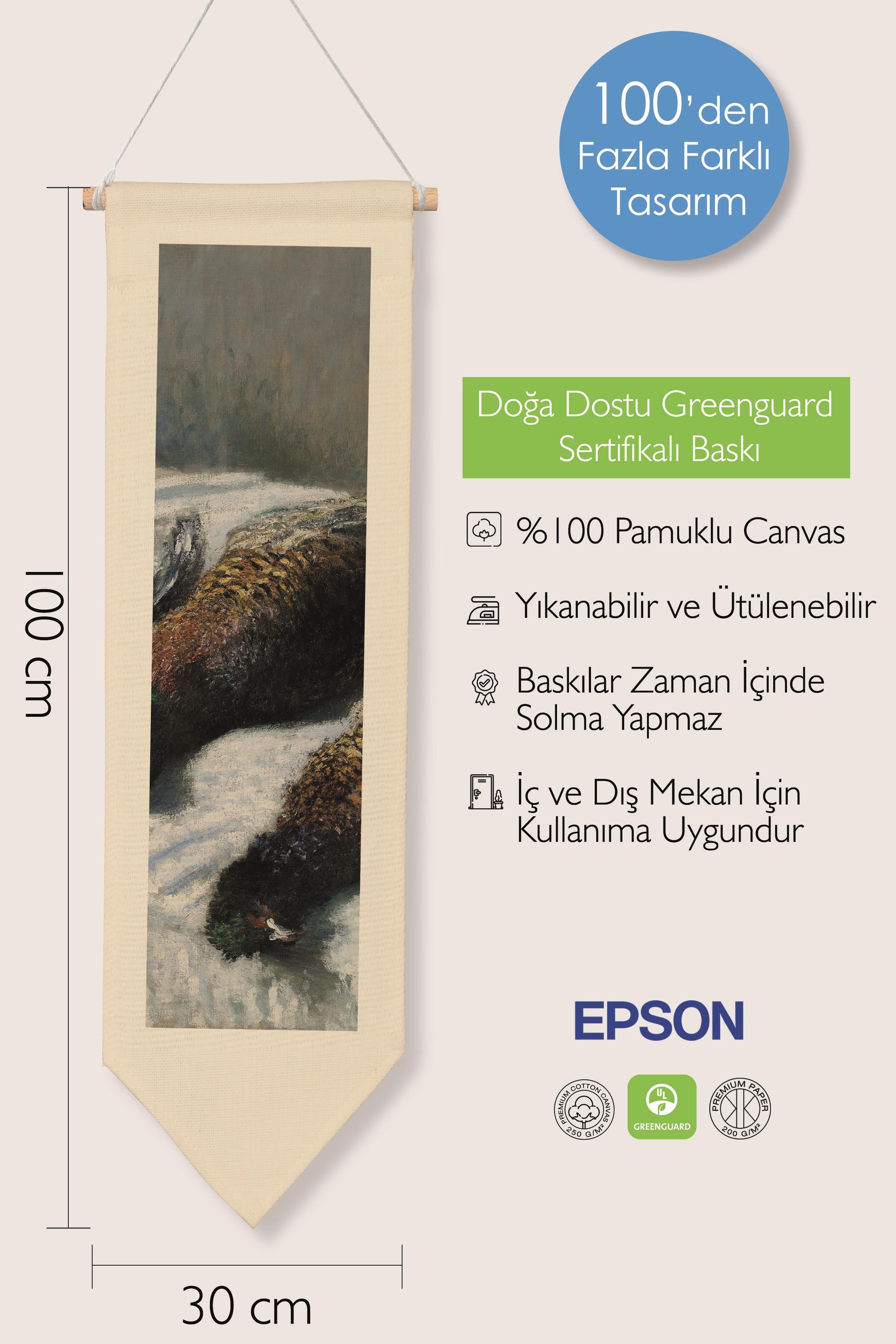 Duvar Halısı Pinterest Oda Dekoru, Monet Sanat Serisi, 100cm Kanvas Flama Askılı Duvar Örtüsü NO:620