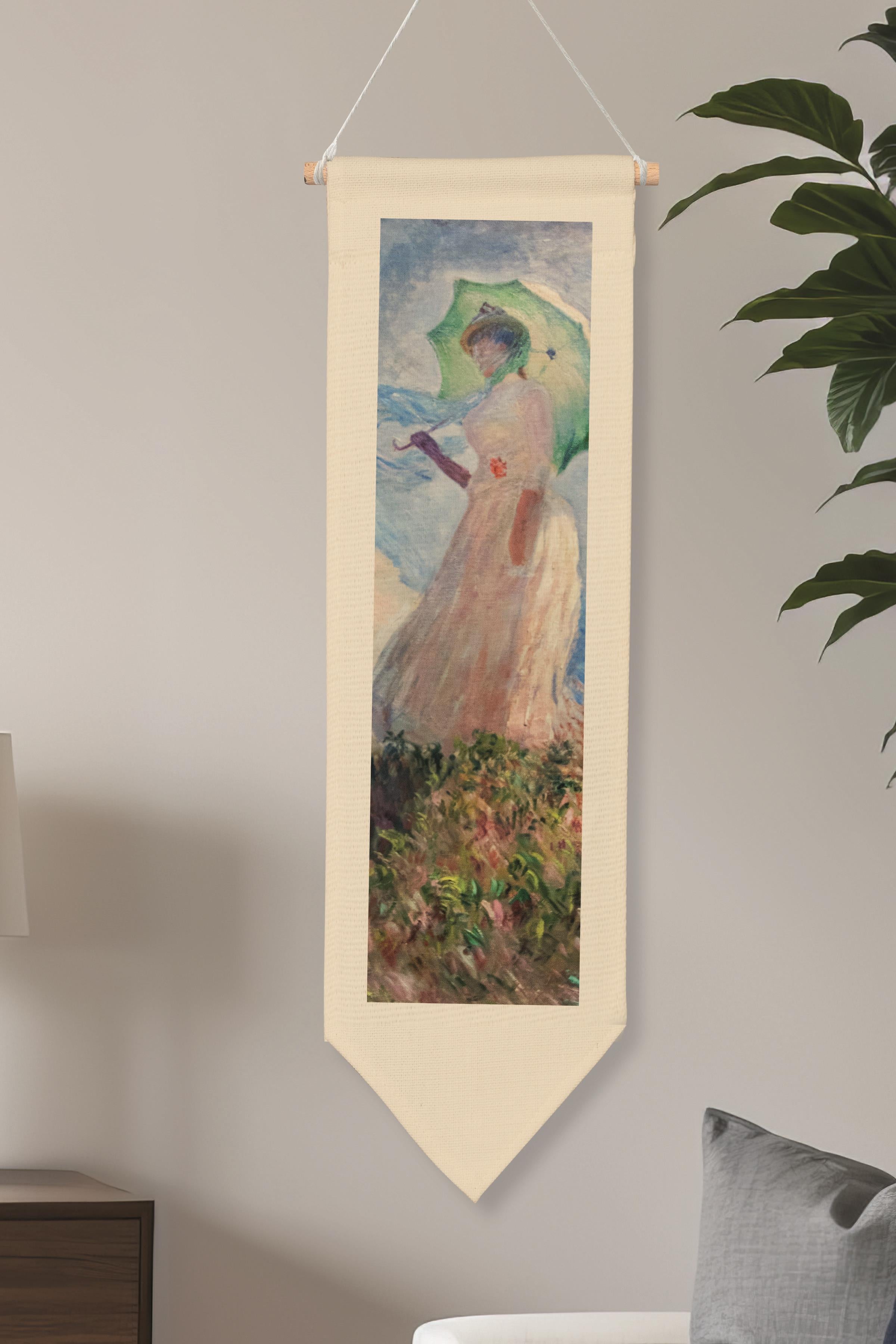 Duvar Halısı Pinterest Oda Dekoru, Monet Sanat Serisi, 100cm Kanvas Flama Askılı Duvar Örtüsü NO:621