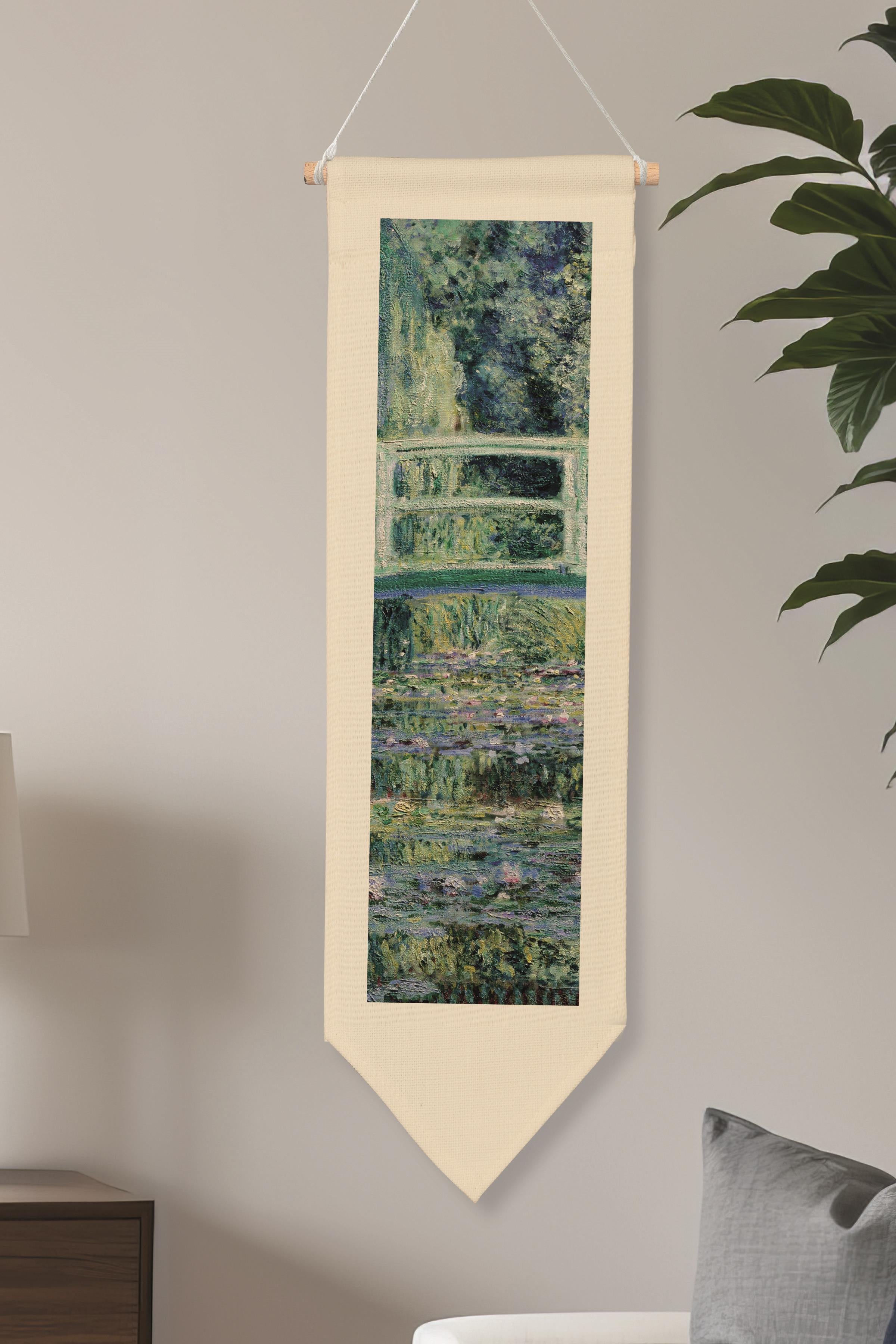 Duvar Halısı Pinterest Oda Dekoru, Monet Sanat Serisi, 100cm Kanvas Flama Askılı Duvar Örtüsü NO:622