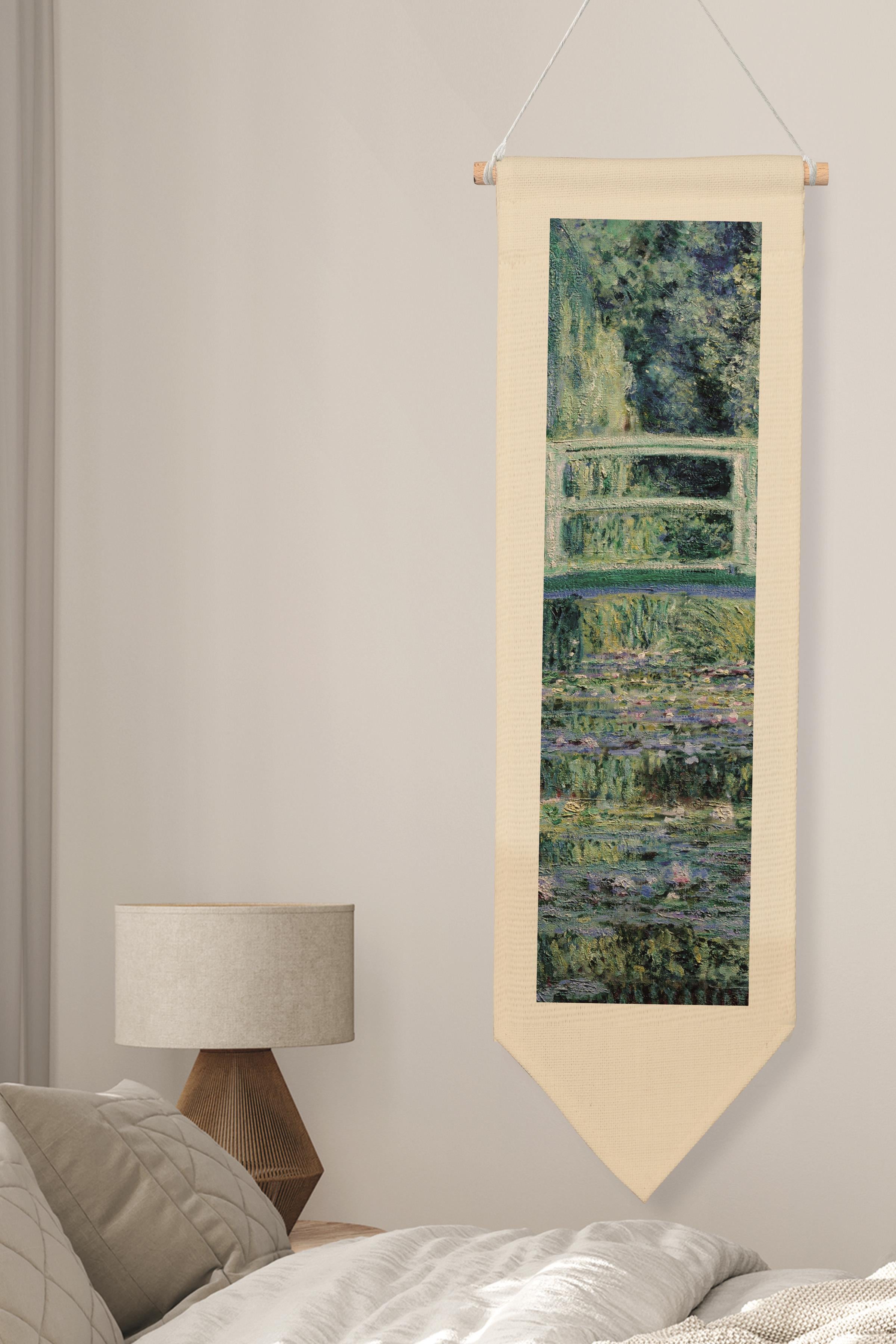 Duvar Halısı Pinterest Oda Dekoru, Monet Sanat Serisi, 100cm Kanvas Flama Askılı Duvar Örtüsü NO:622