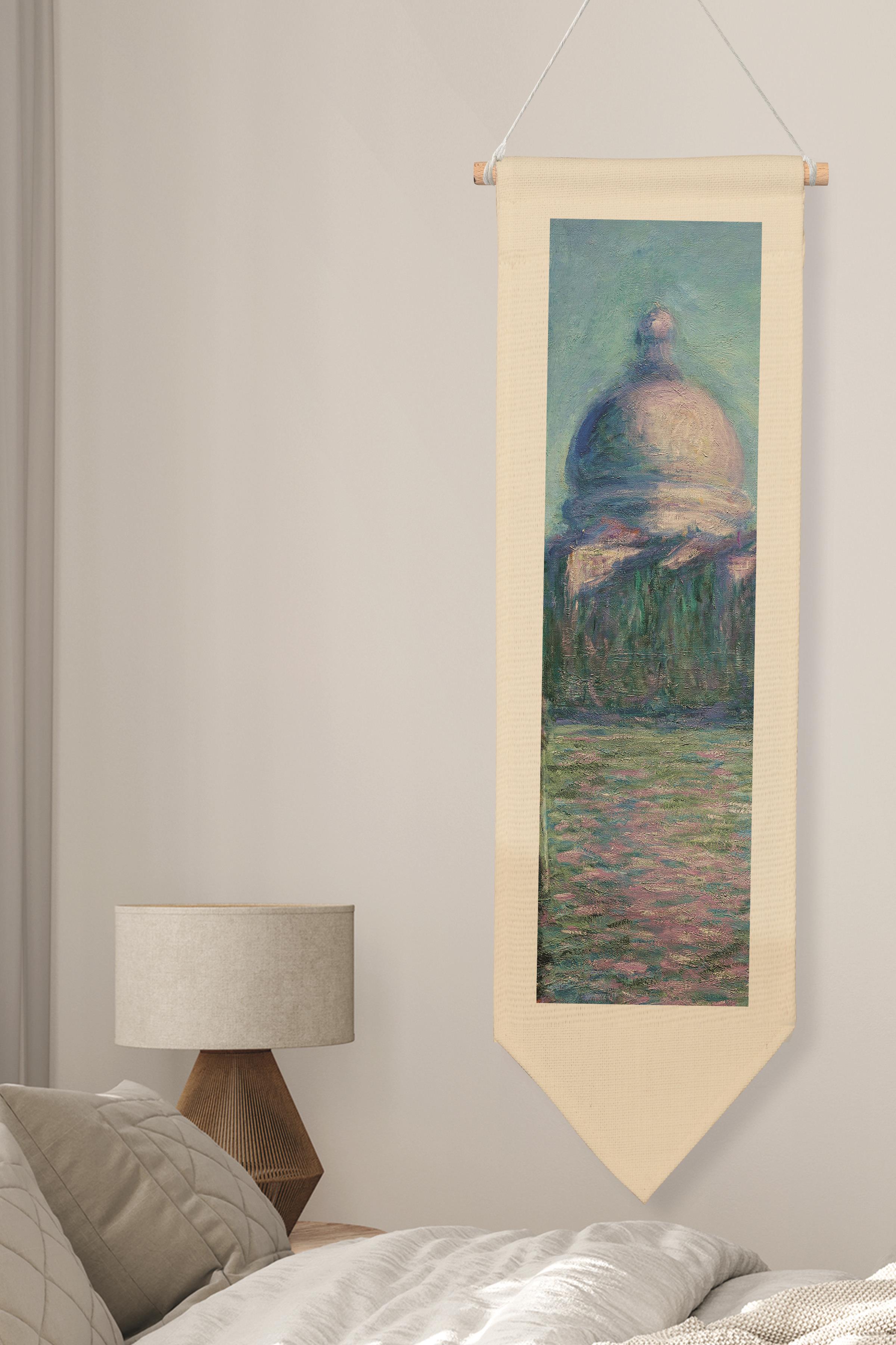 Duvar Halısı Pinterest Oda Dekoru, Monet Sanat Serisi, 100cm Kanvas Flama Askılı Duvar Örtüsü NO:628