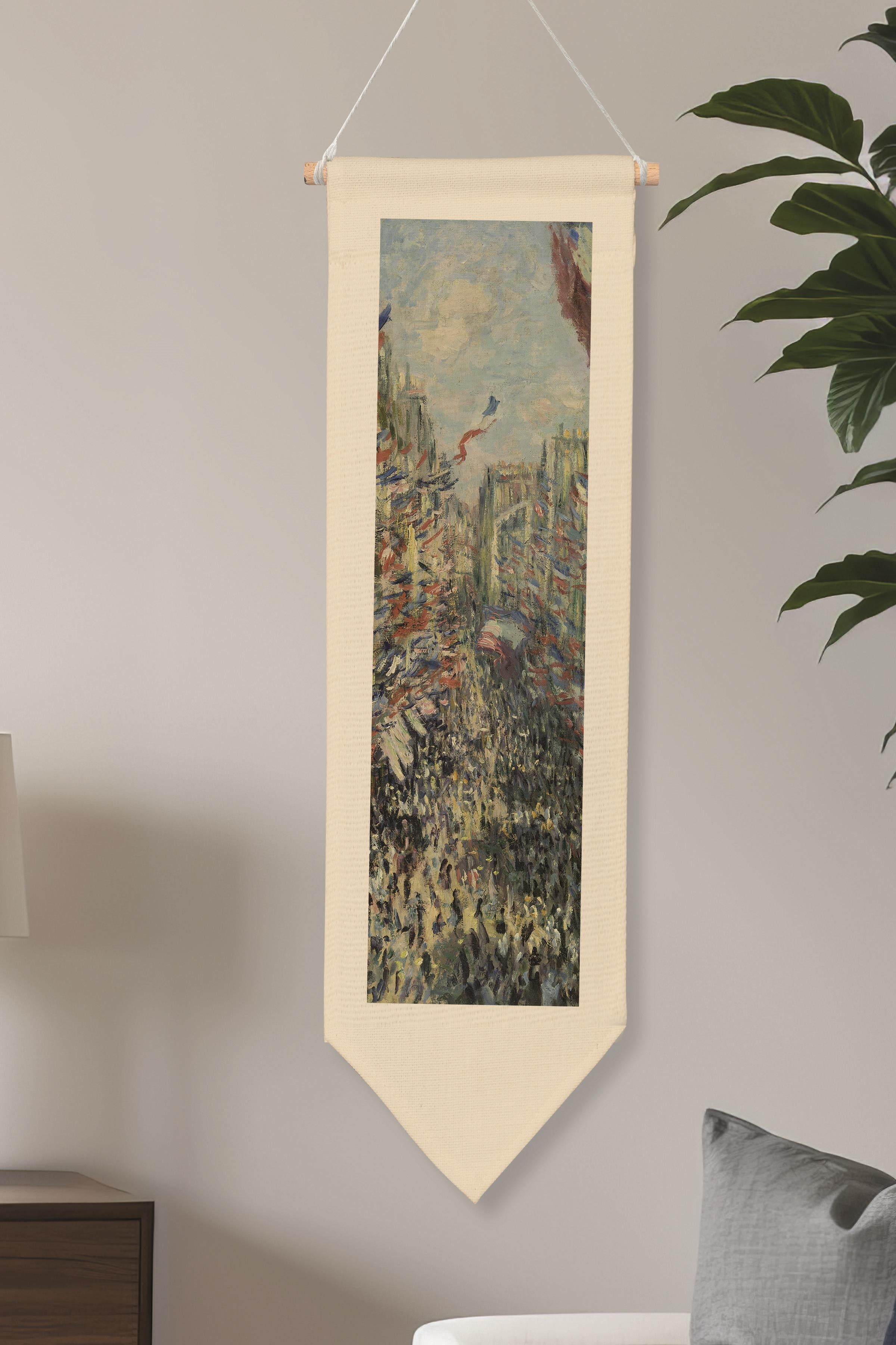 Duvar Halısı Pinterest Oda Dekoru, Monet Sanat Serisi, 100cm Kanvas Flama Askılı Duvar Örtüsü NO:634