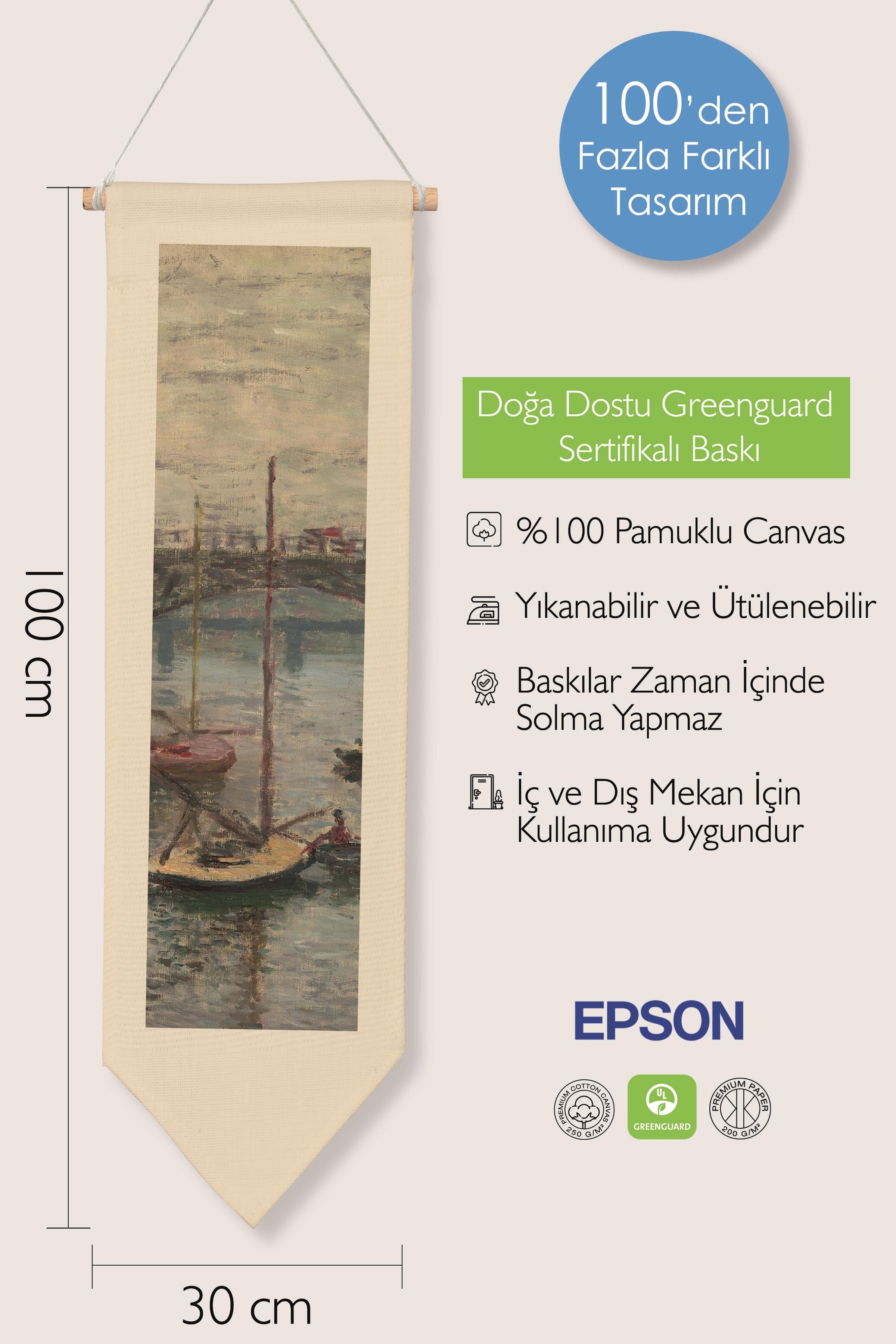 Duvar Halısı Pinterest Oda Dekoru, Monet Sanat Serisi, 100cm Kanvas Flama Askılı Duvar Örtüsü NO:638