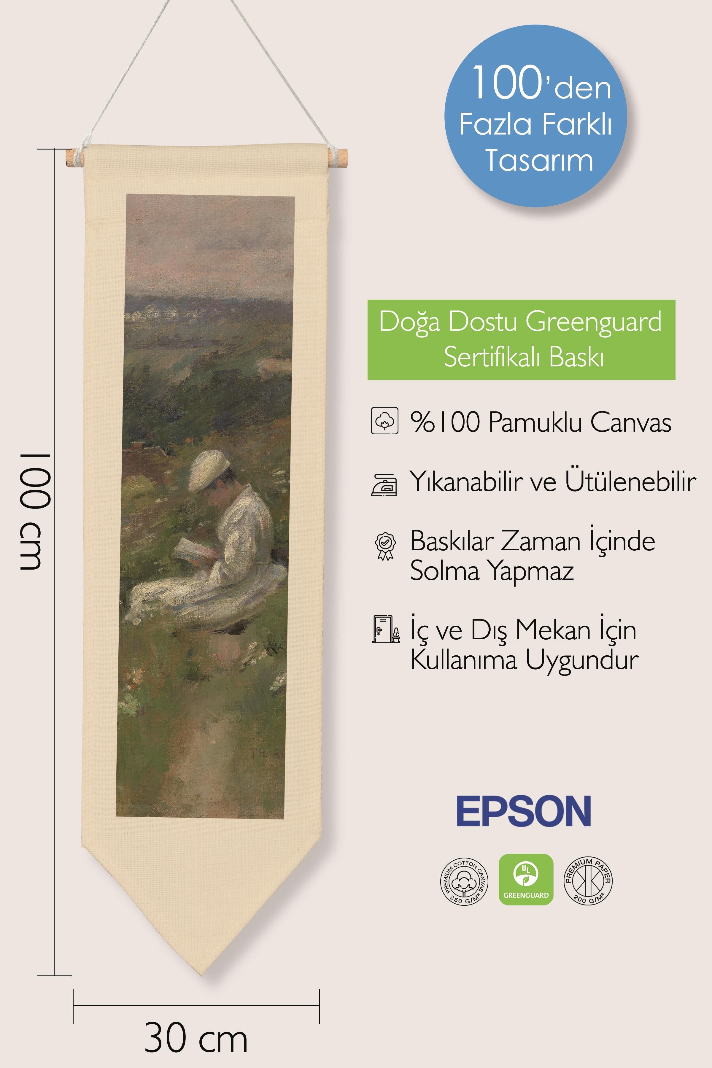 Duvar Halısı Pinterest Oda Dekoru, Monet Sanat Serisi, 100cm Kanvas Flama Askılı Duvar Örtüsü NO:641