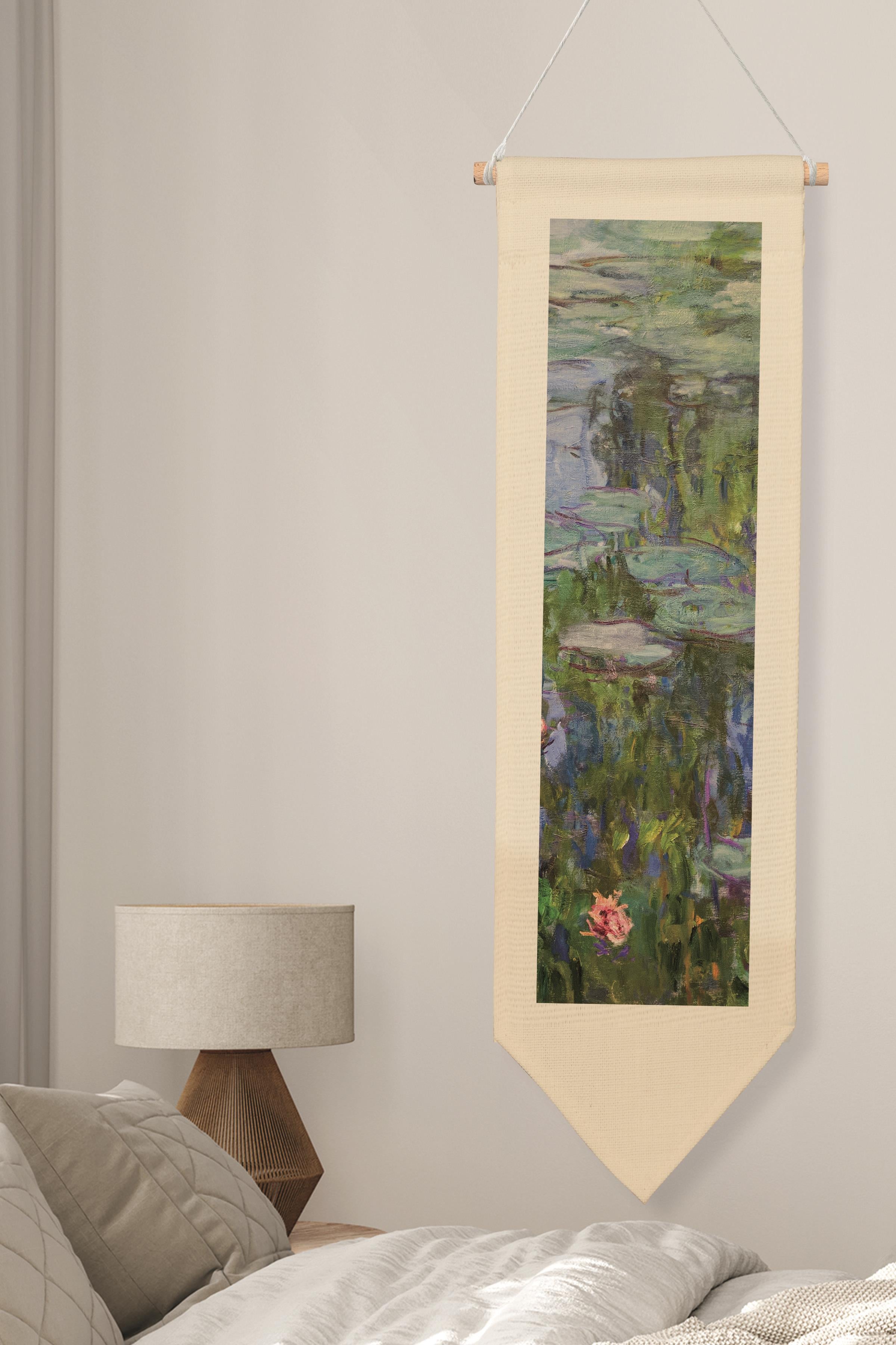 Duvar Halısı Pinterest Oda Dekoru, Monet Sanat Serisi, 100cm Kanvas Flama Askılı Duvar Örtüsü NO:647