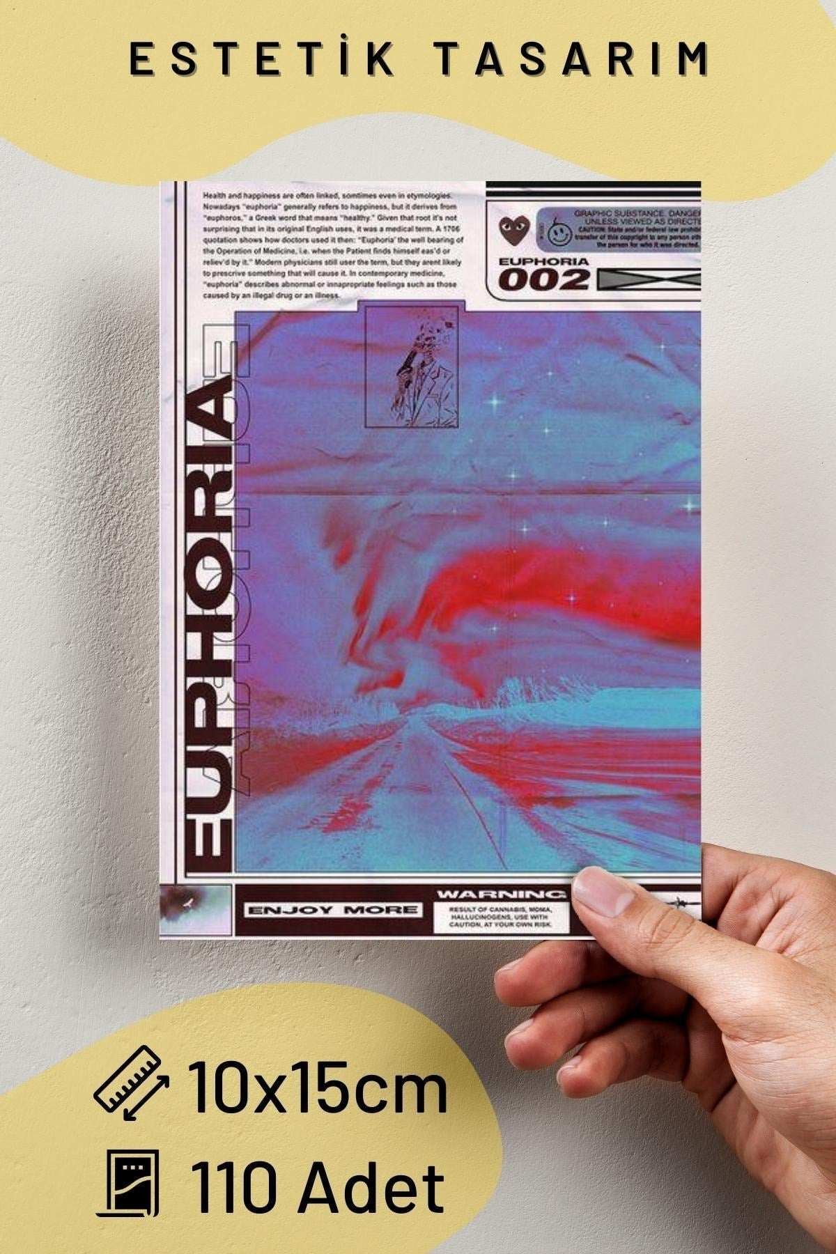 Euphoria Duvar Poster Seti - Arkası Yapışkanlı Kolaj Set - 110 Adet - 10cm*15cm - Kutulu Set