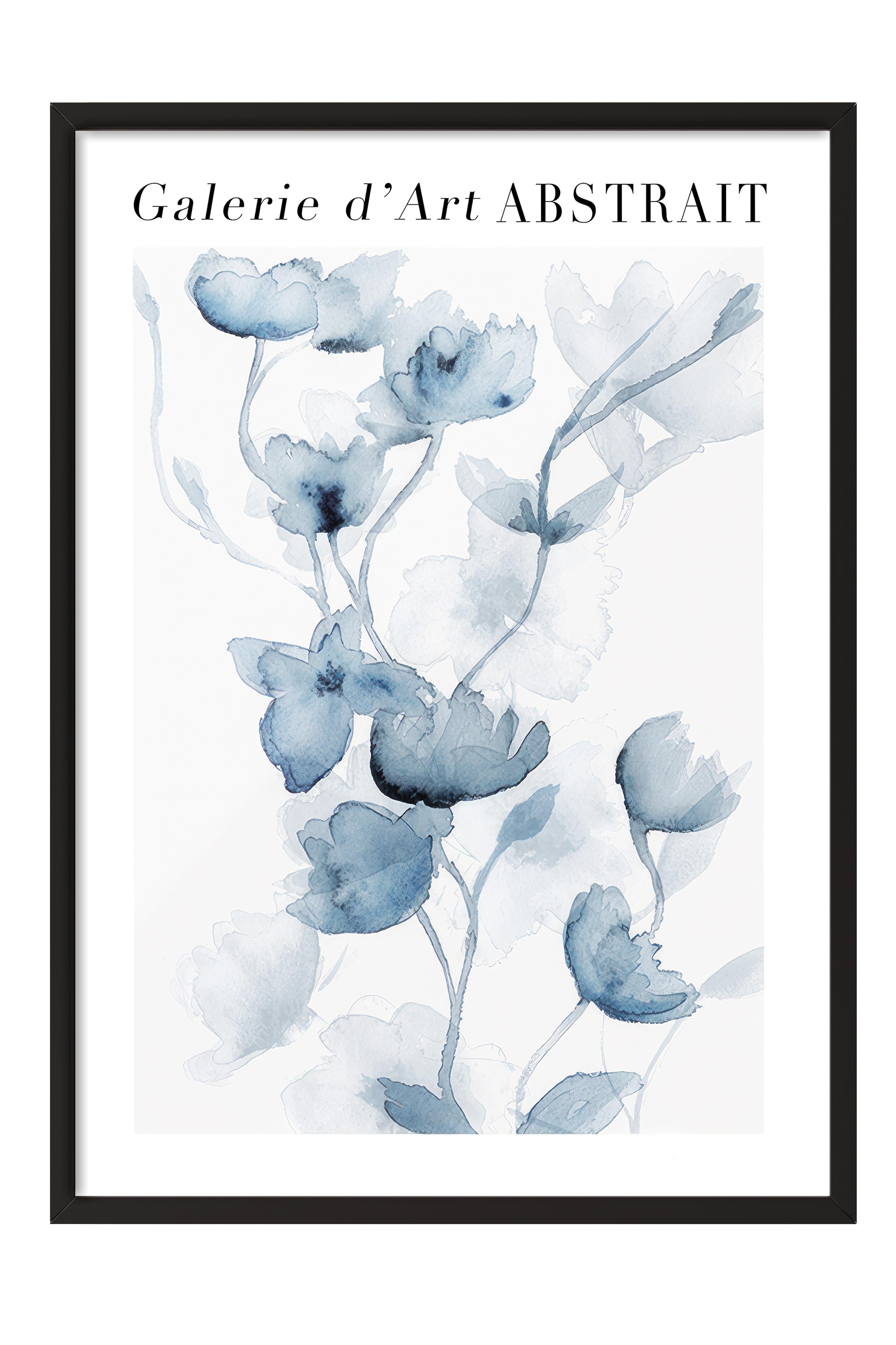 Fleurs Bleues No1 Çerçeveli Tablo, Siyah Çerçeve ve Poster, Duvar Tablosu Comfort Serisi NO:108540