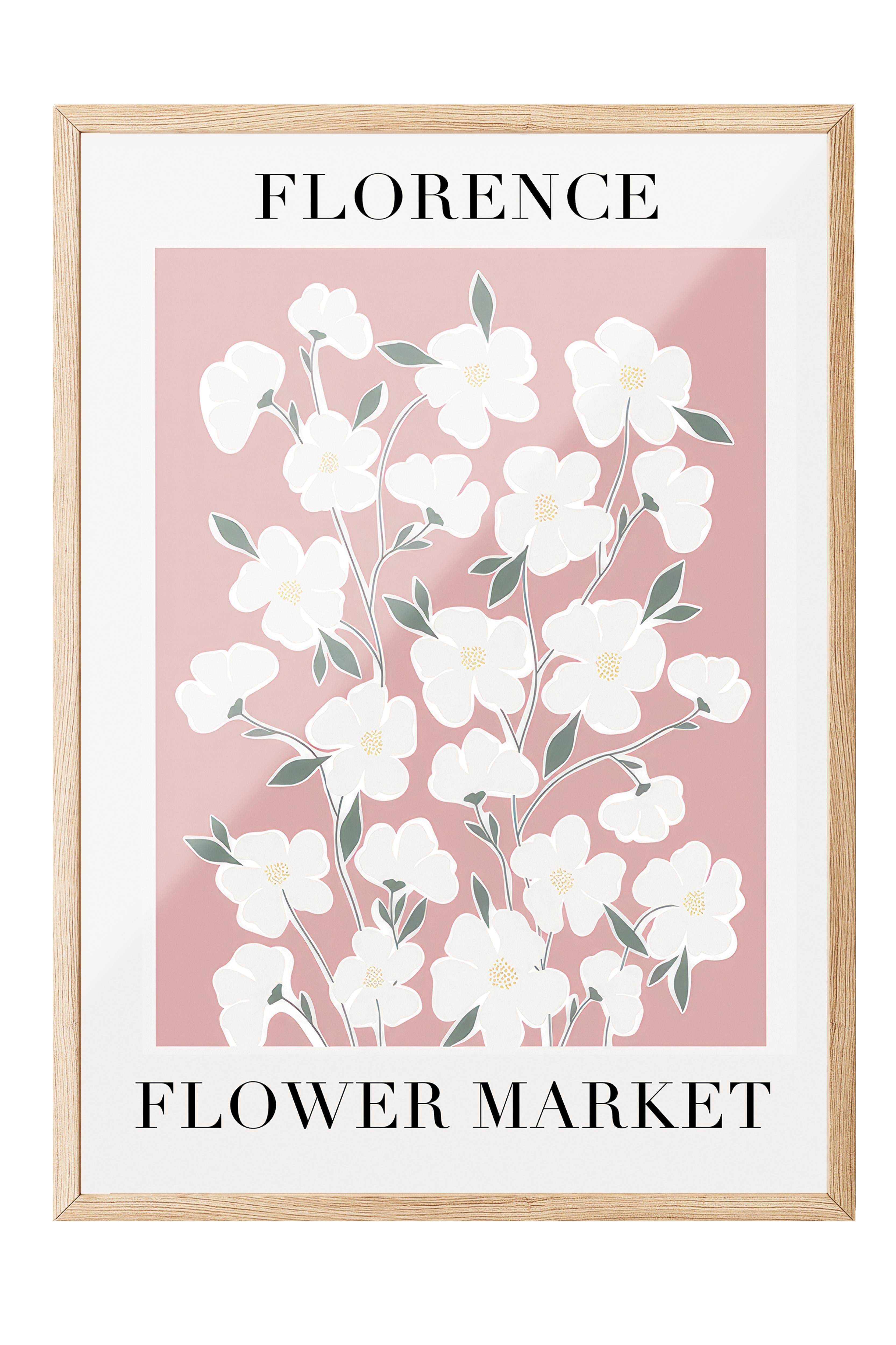 Flower Market Çerçeveli Tablo, Ahşap Çerçeve ve Poster, Dikey Duvar Tablosu Comfort Serisi NO:108534