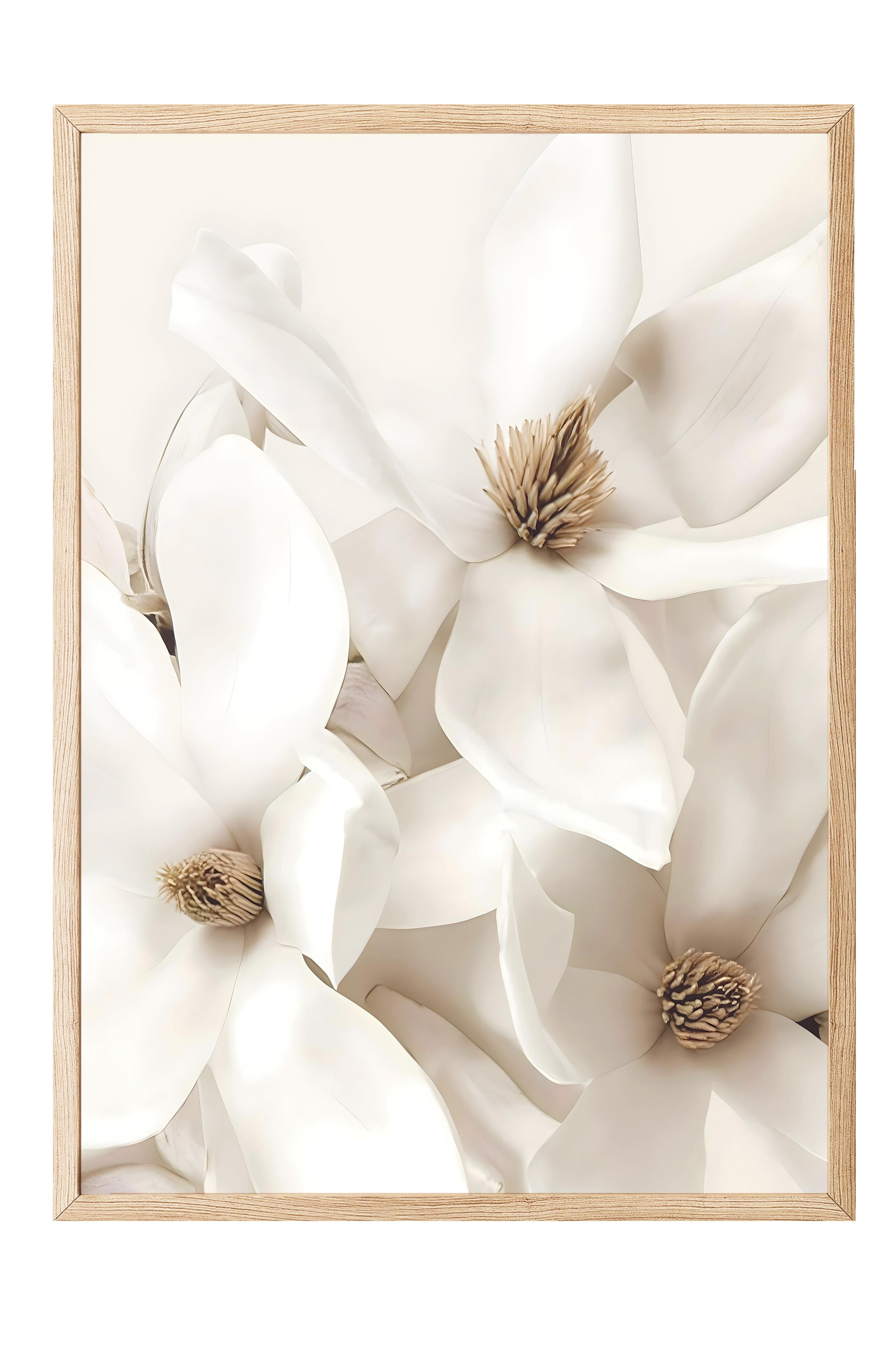 Flowering Magnolia Çerçeveli Tablo, Ahşap Çerçeve ve Poster, Duvar Tablosu Comfort Serisi NO:108416