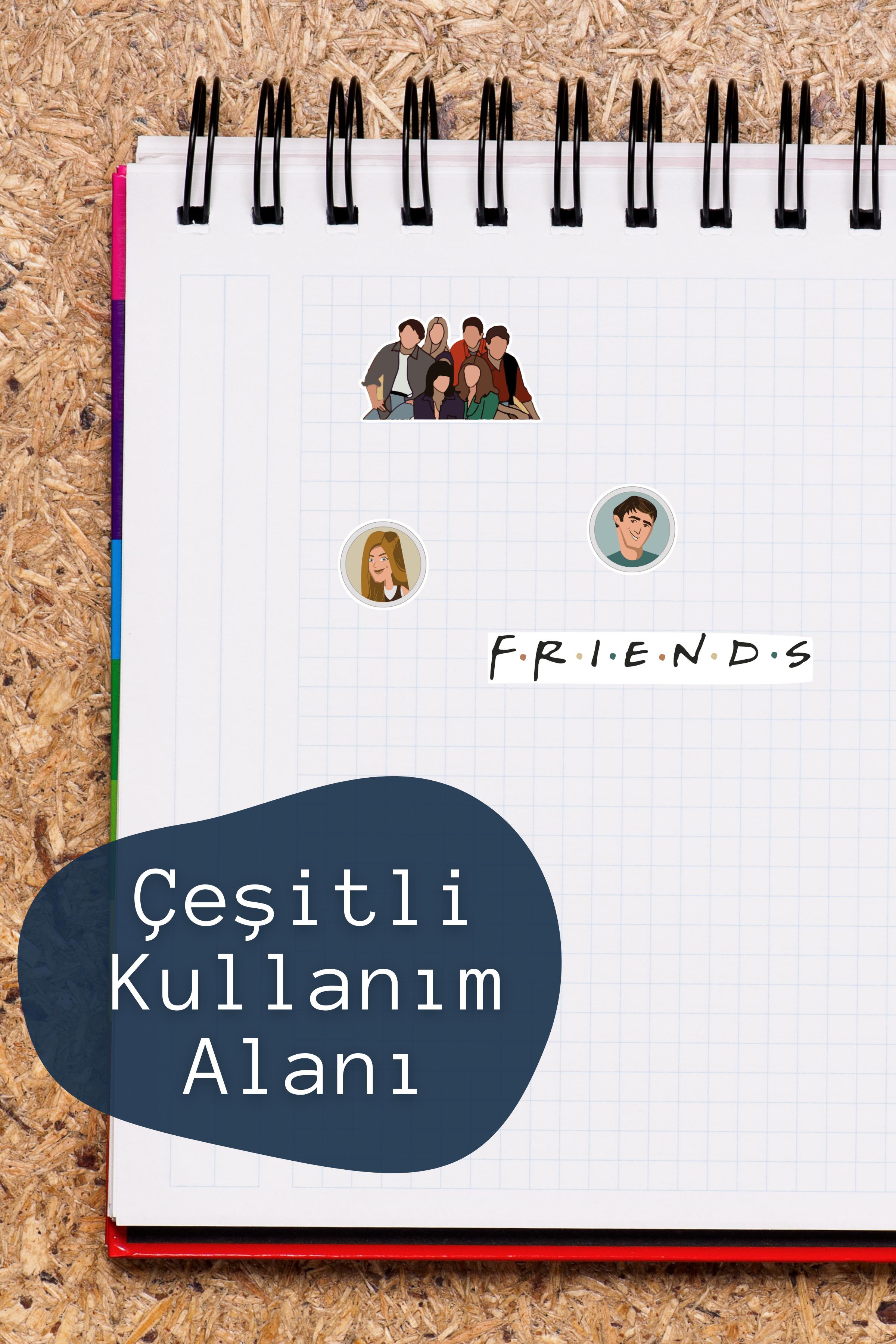 Friends Temalı Sticker ve Etiket Seti - Orta Boy - Su Geçirmez, Kalın Yapışkanlı Sticker Seti