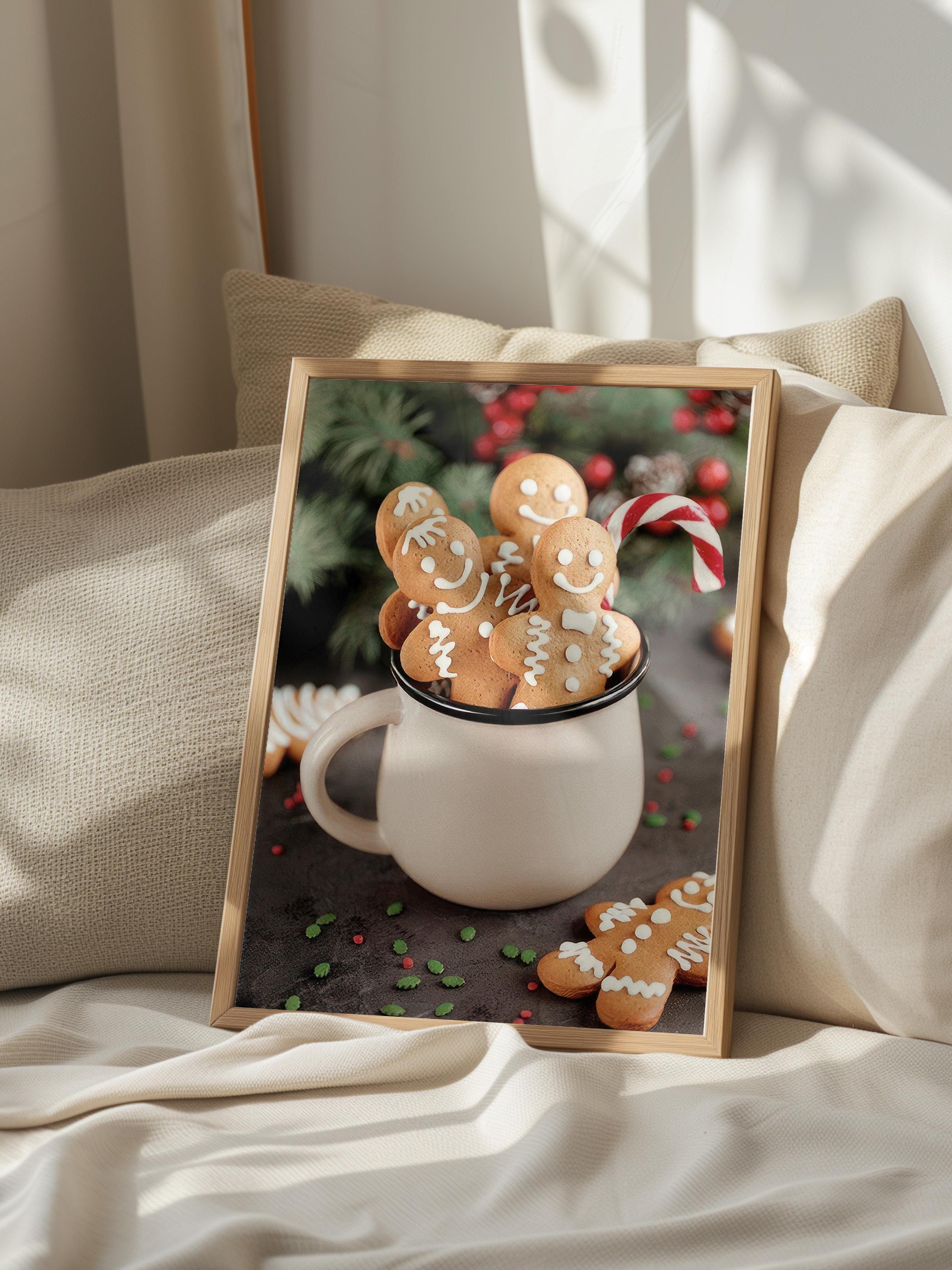 Gingerbread Cookies Çerçeveli Yılbaşı Tablosu, Ahşap Çerçeve ve Poster Comfort Serisi NO:108515