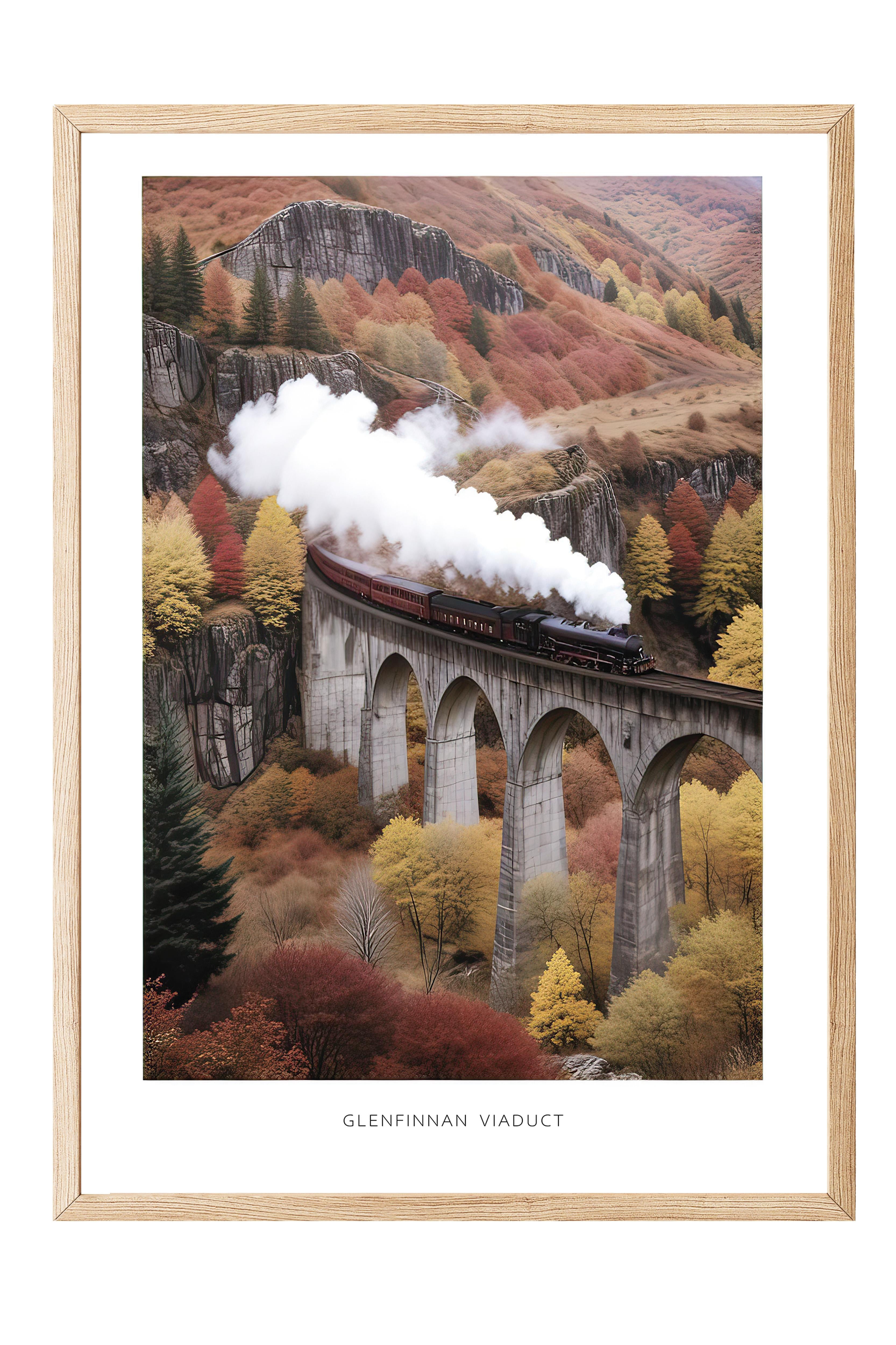 Glenfinnan Viaduct Çerçeveli Tablo, Ahşap Çerçeve ve Poster, Duvar Tablosu Comfort Serisi NO:108294